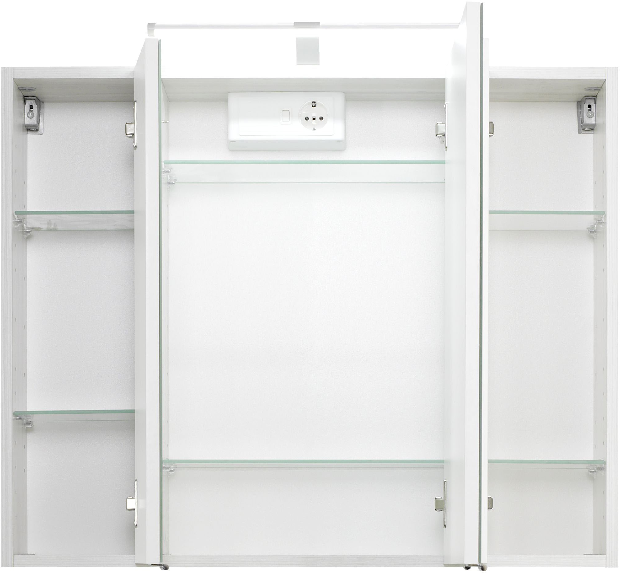 welltime Spiegelschrank »Trento, verschiedene Ausführungen und Farben« Breite 80 cm, mit 3D-Effekt, Spiegeltüren, Inklusive LED-Beleuchtung