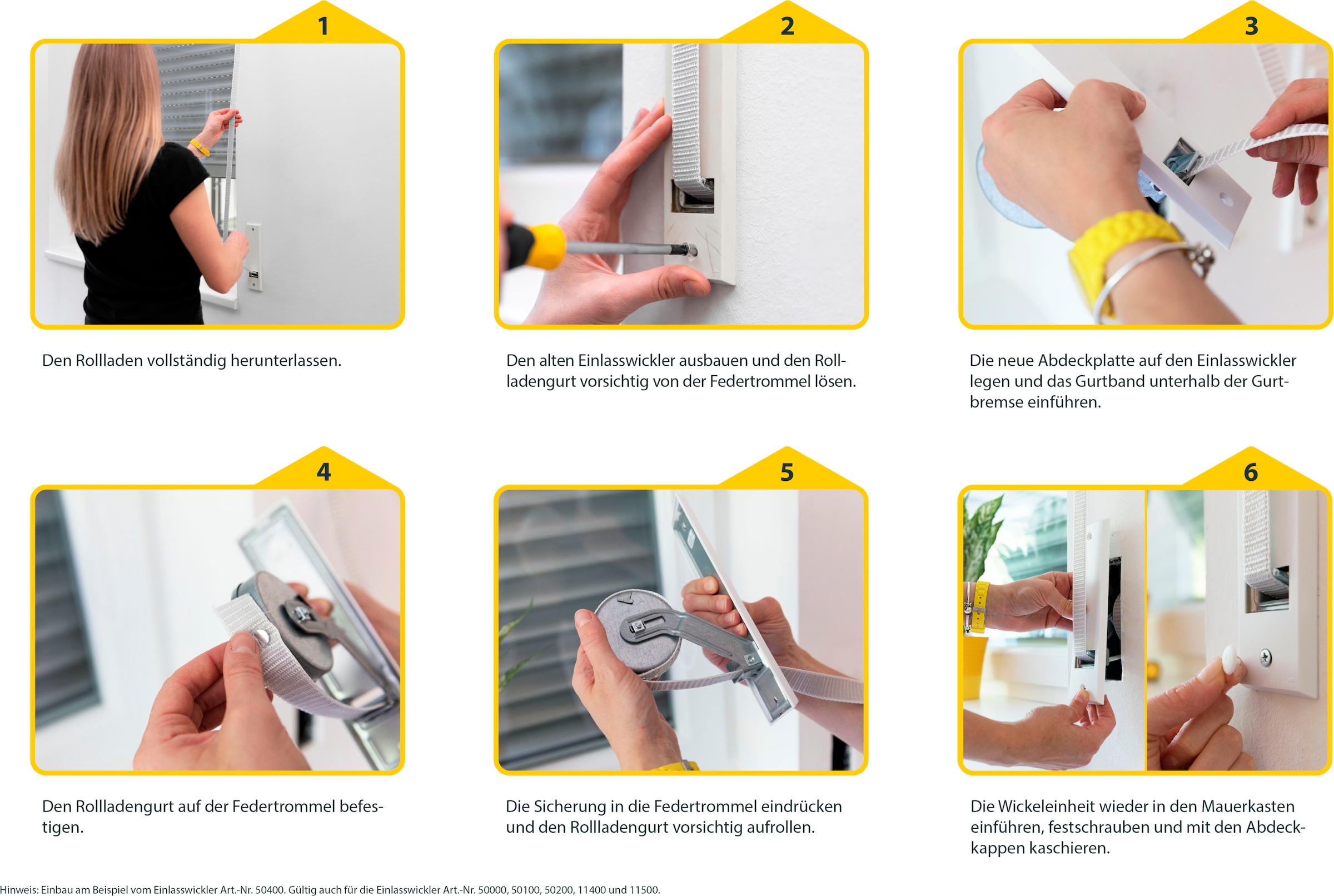 SCHELLENBERG Einlass-Gurtwickler »für das Rollladensystem Maxi, Lochabstand 18,5 cm, Unterputz-Montage« Set, 1 Stk. tlg. für Rollladengurte mit 23 mm Breite