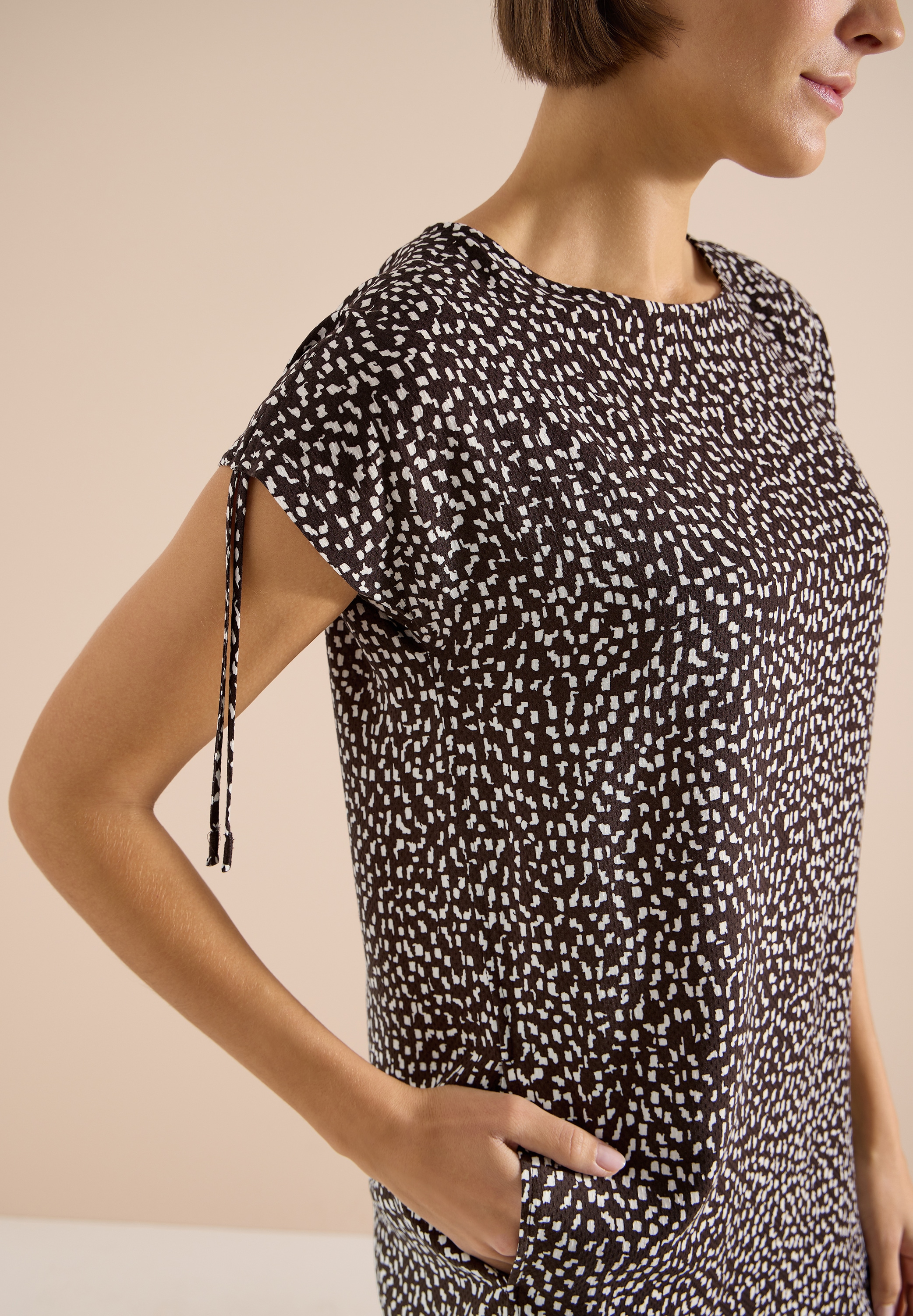 Cecil Druckkleid Ohne Taschen Sommerkleid mit Minimalprint und mit Capsleeves