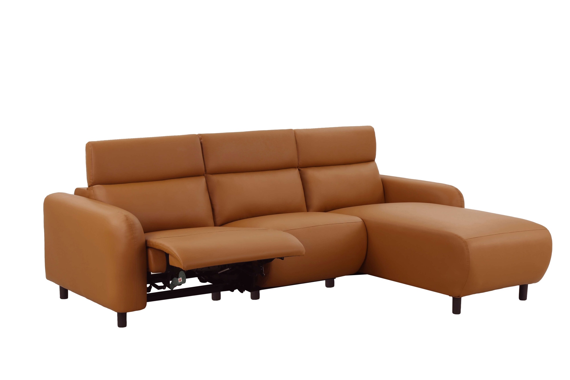 Home affaire Ecksofa »SKAANE Lederoptik, L-Form, 274 cm, manuelle u. elektrische Funktion,«, rundes Design, Kopfteilverstellung, Federkernpolsterung