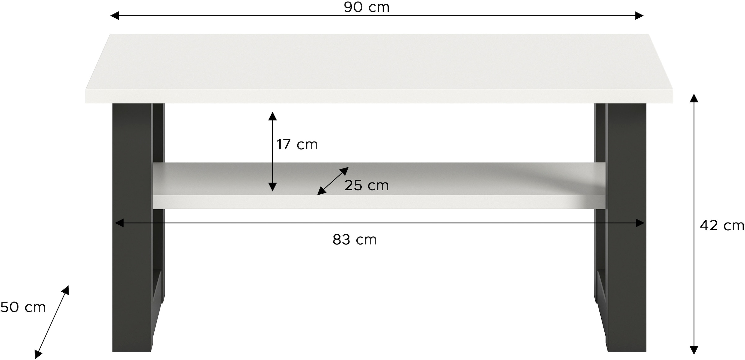 INOSIGN Couchtisch »Rail, Breite 90 cm, mit Ablageboden, inklusive Kufengestell«, Wohnzimmertisch, Beistelltisch