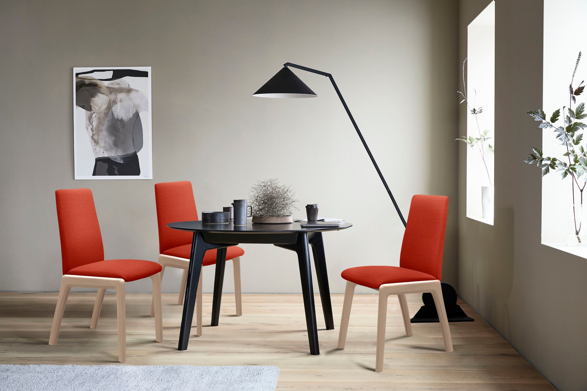 Stressless® Polsterstuhl »Laurel«, ROHLEDER Stoff Q2 FARON, Low Back, Größe M, mit abgerundeten Beinen in Eiche gekalkt