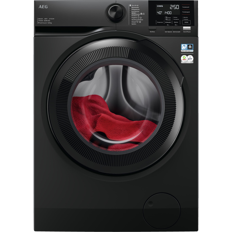 AEG Waschtrockner »LWR7S65690« 7000 9 kg /5 kg 76 dB(A) ProSteam : Auffrischen mit Dampf statt Waschen und 96 % Wasser sparen schwarz ProSense ...