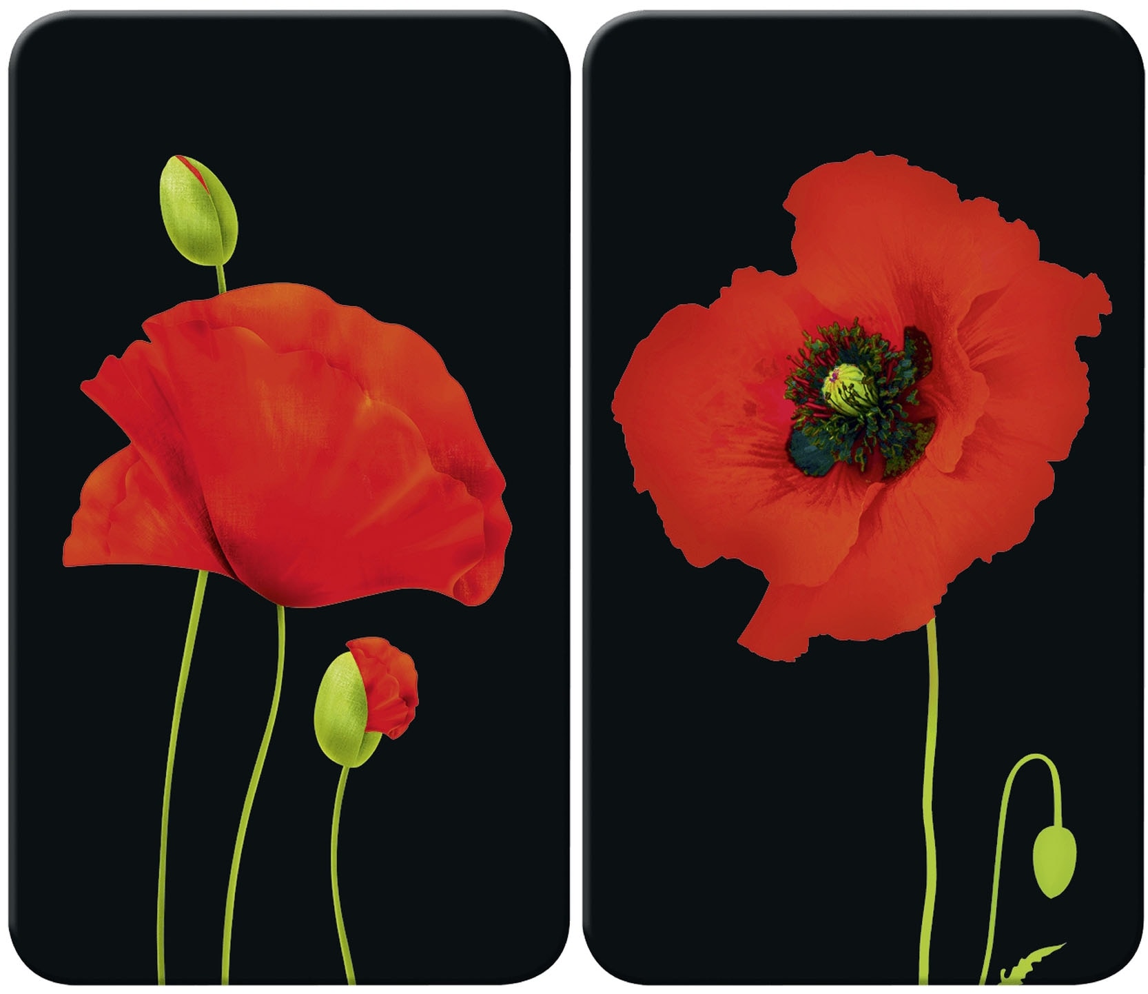 Maximex Herd-Abdeckplatte »Universal Modell Mohn«, (Set, 2 tlg.), Herdabdeckung für alle Herdarten, kratzfest, mit rutschfesten Füßen
