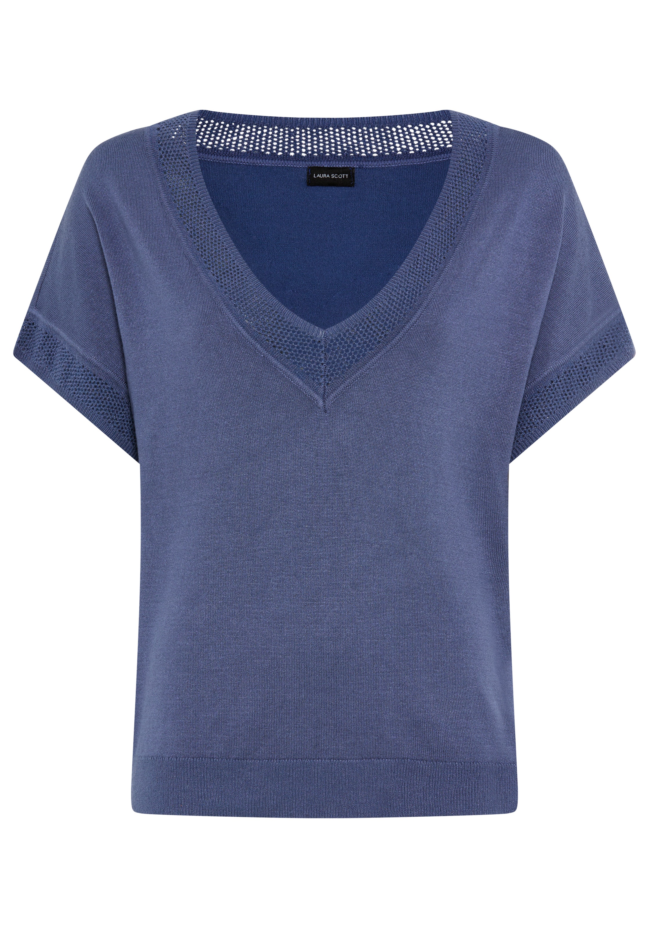 Laura Scott Kurzarmpullover mit sommerlichem Ajourmuster