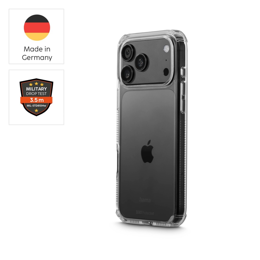 Hama Smartphone-Hülle »Handyhülle für iPhone 17 Pro Max/18 Pro Max (stoßfest, sturzsicher)« Smartphones D3O-Technologie, Fallschutz, Kratzschutz, Anti-Vergilbung