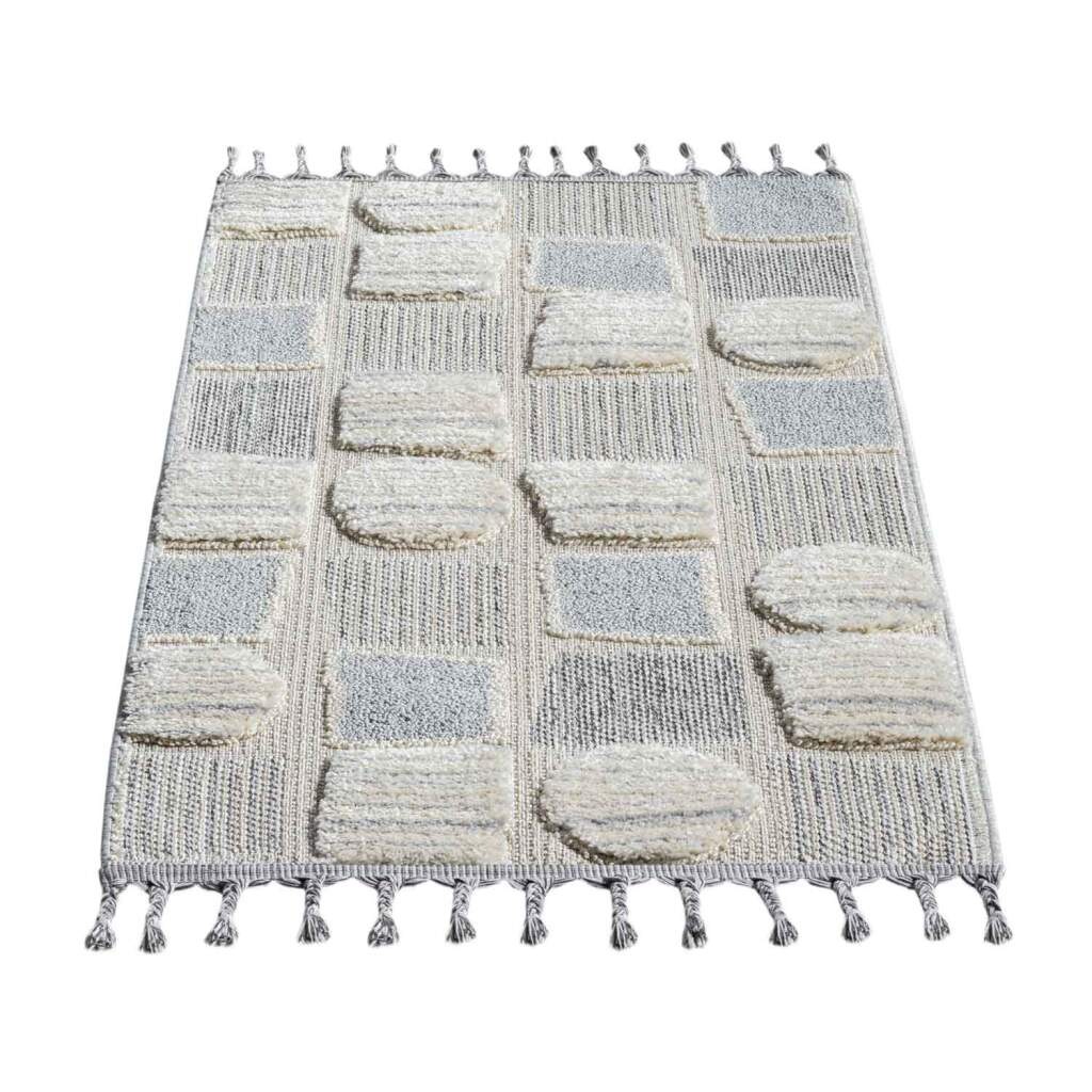 Carpet City Hochflor-Teppich »VALENCIA 950«, rechteckig, 20 mm Höhe, Läufer, Boho-Stil, Hochtief-Muster/ 3D-Effekt, mit Fransen