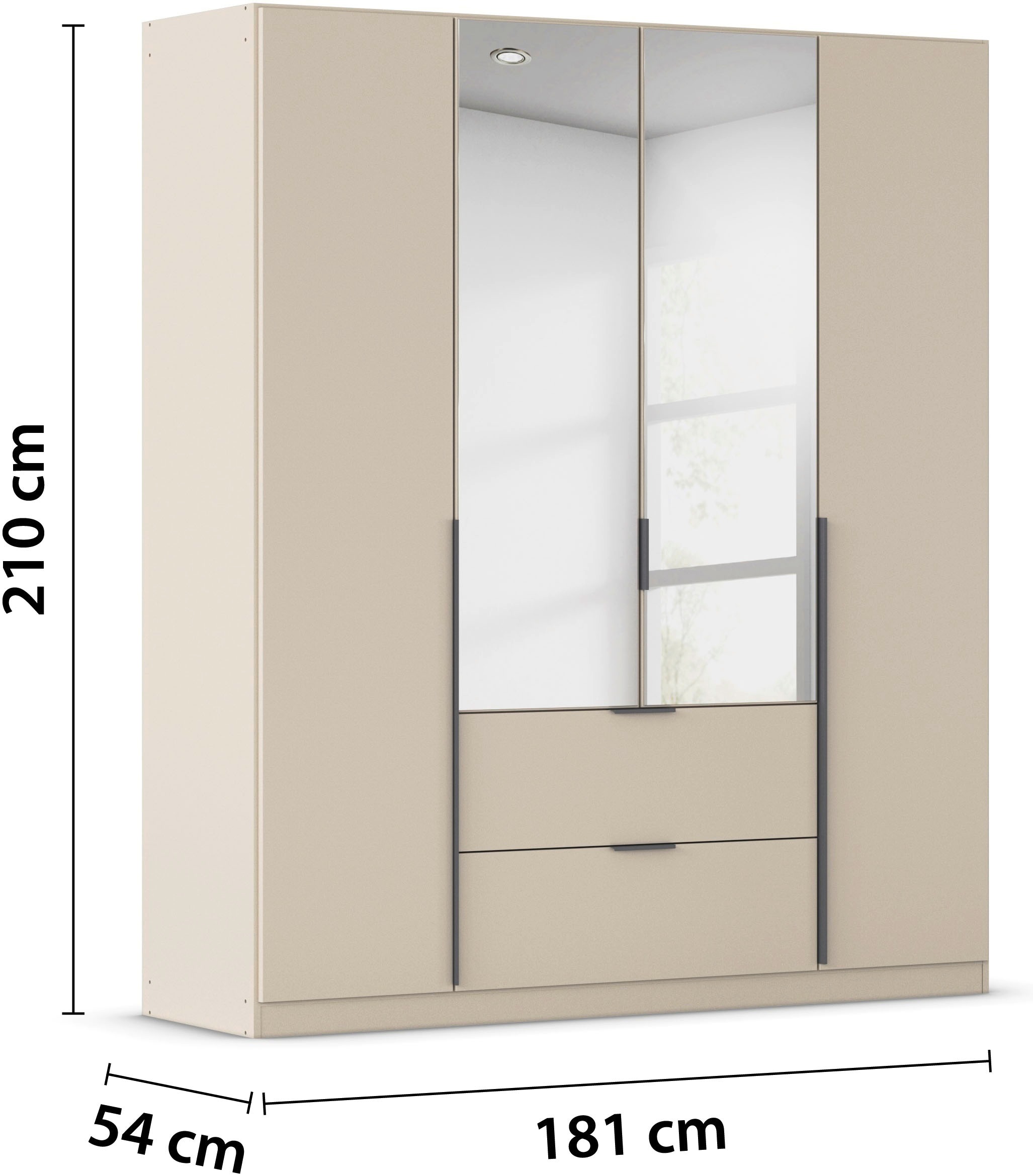 rauch Drehtürenschrank »Kleiderschrank Schrank Garderobe AGORDO mit Dekor- oder Hochglanzfront«, (in zwei Griff-Farben mit Dekor- oder Hochglanzfront), mit Außenschubkästen, in 6 Breiten und 2 Höhen MADE IN GERMANY