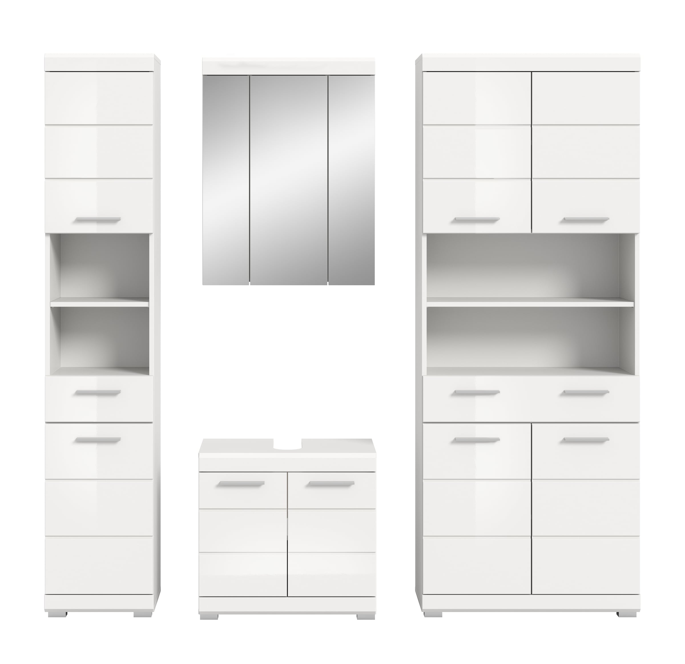 INOSIGN Badmöbel-Set »Siena, 4 teilig, bestehend aus:«, (Set), Hochschrank schmal, WBU, Spiegelschrank, Hochschrank breit