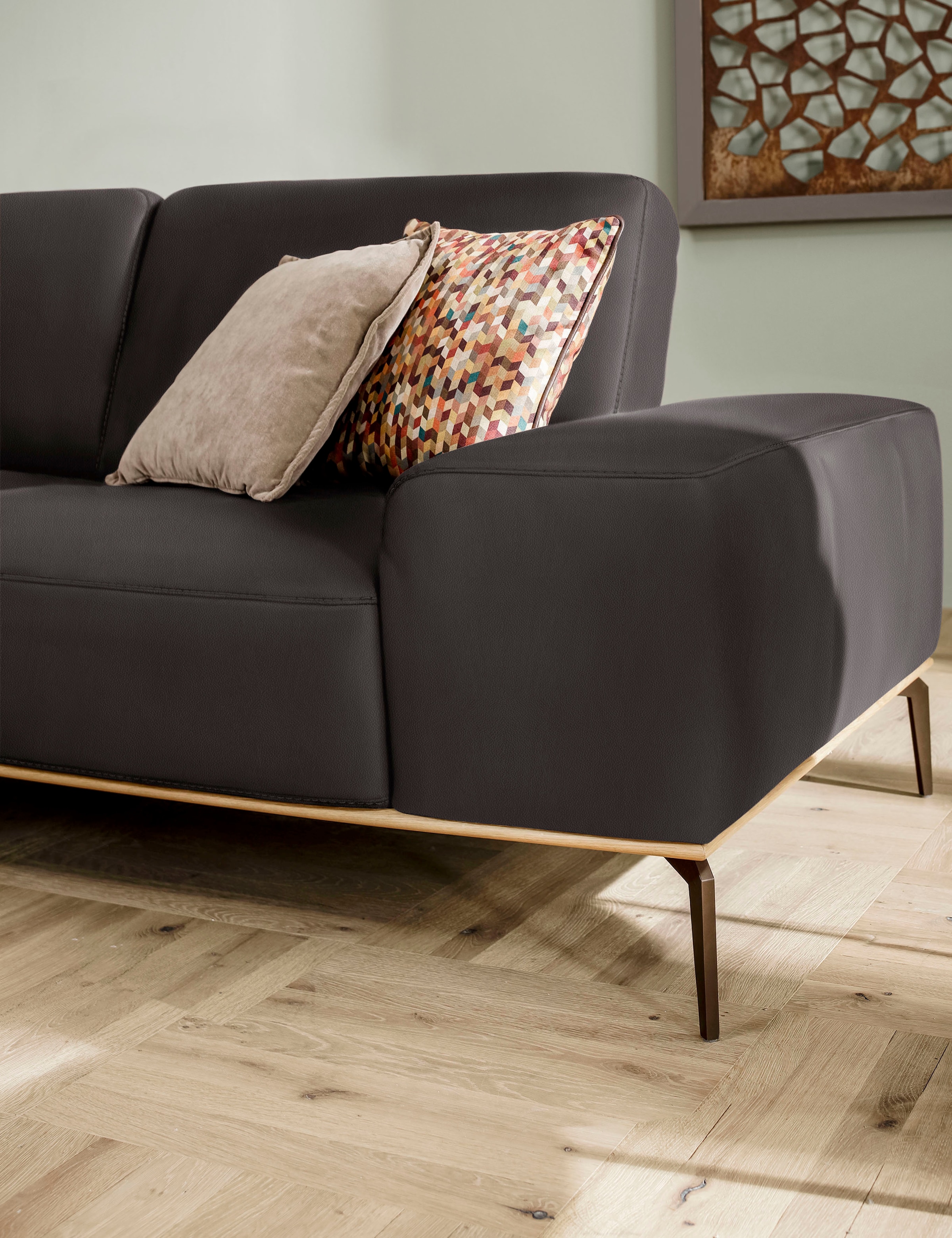 W.SCHILLIG Ecksofa »run, Designsofa mit tollem Sitzkomfort, bequem, L-Form«, mit Holzsockel, Füße in Bronze pulverbeschichtet, Breite 319 cm