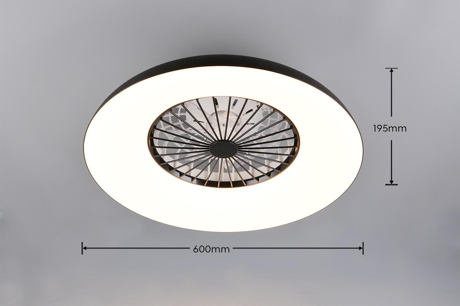 REALITY Leuchten LED Deckenleuchte »SVAERHOLT mit Ventilator, großer Deckenventilator Ø 60cm mit RGB Licht« LED-Board 1 Stk. RGB | warmweiß - kaltweiß 5-Stufen Ventilator Fernbedienung RGB Farbwechsel 4500 Lumen CCT