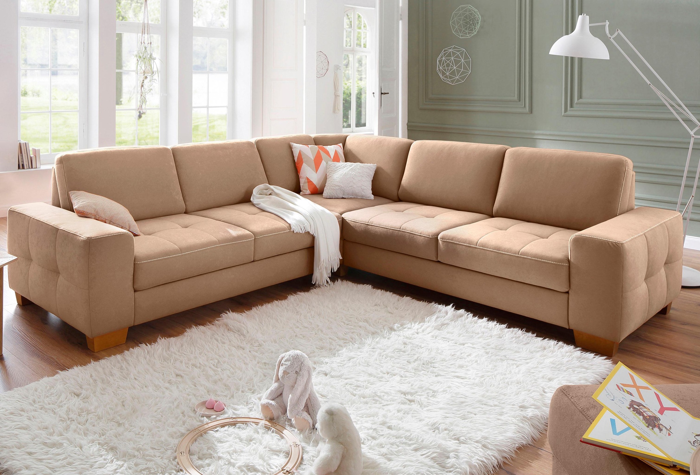 Home affaire Ecksofa »Puccini L-Form«, mit Federkern, Sitztiefenverstellung, Kontrastnaht
