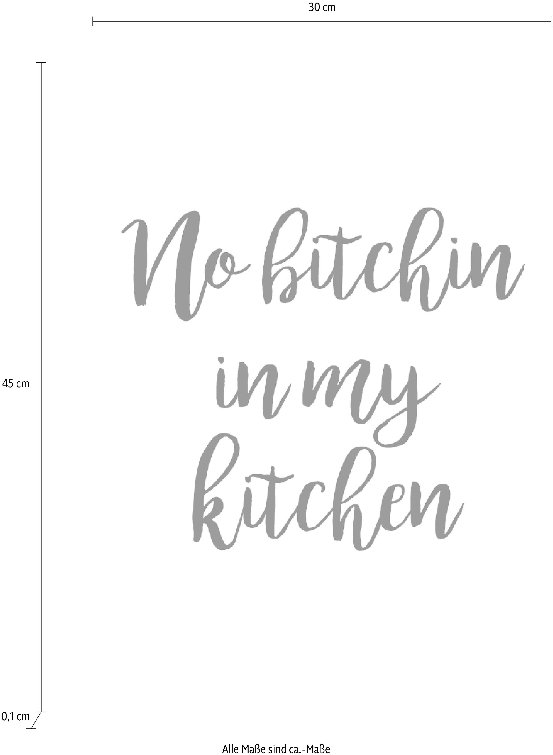 queence Wanddekoobjekt »No bitchin in my kitchen«, Stahlschild, Blechschild, Spruch, Witzig, Wanddeko, retro, 20x30cm