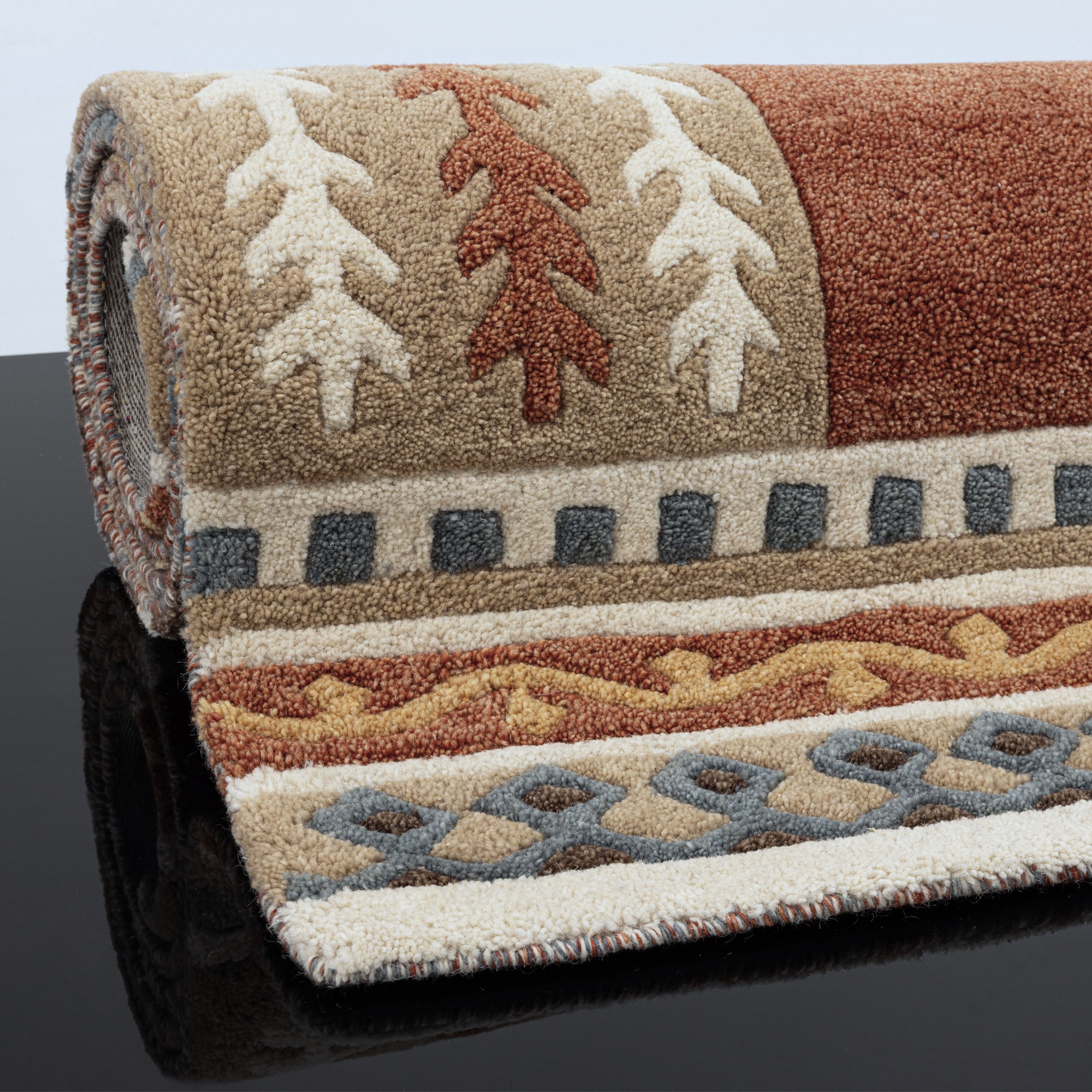 THEKO Wollteppich »Nuno, reine Wolle,  Handgefertigt, mit Bordüre« rechteckig 14 mm Höhe handgetuftet, Wohnzimmer, Schlafzimmer, Esszimmer, auch als Läufer