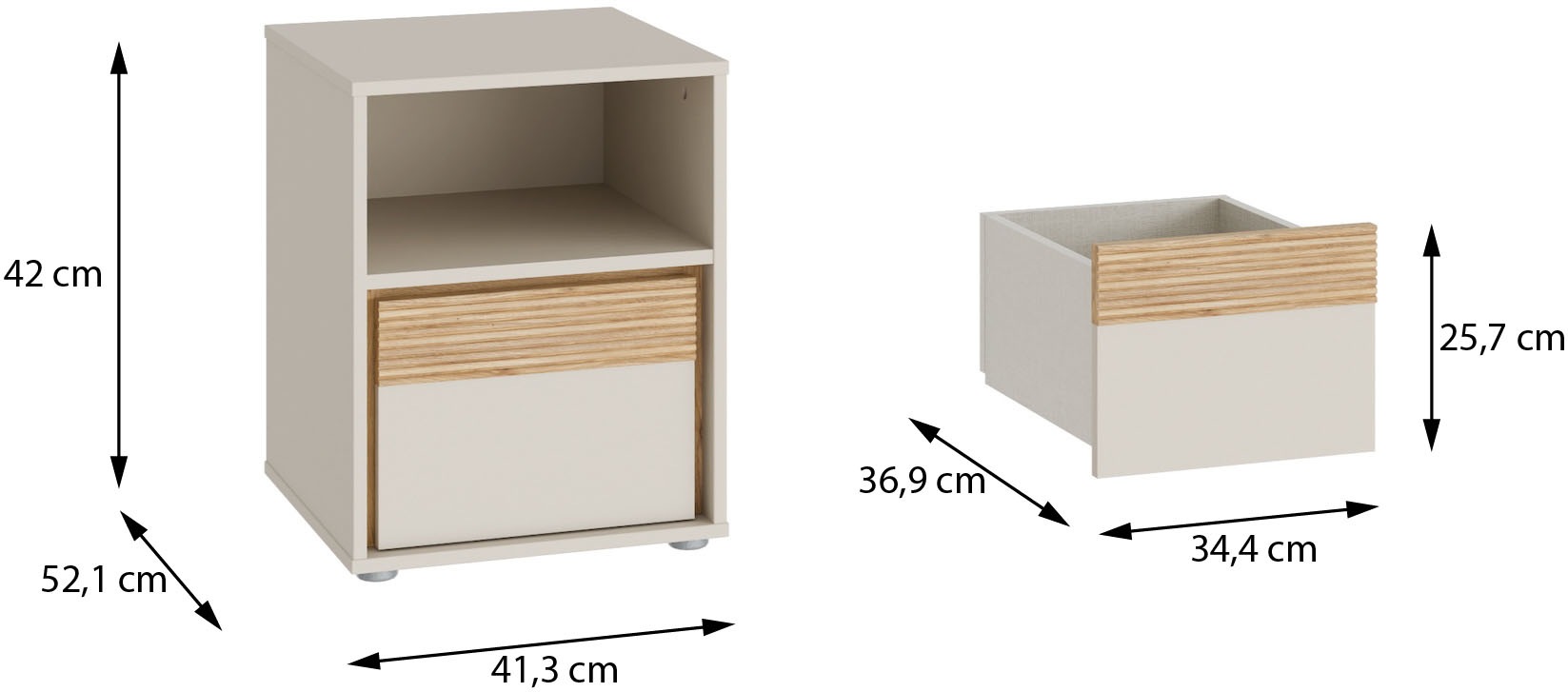 FORTE Nachtkommode B/H/T 41,3/52,1/42 cm
