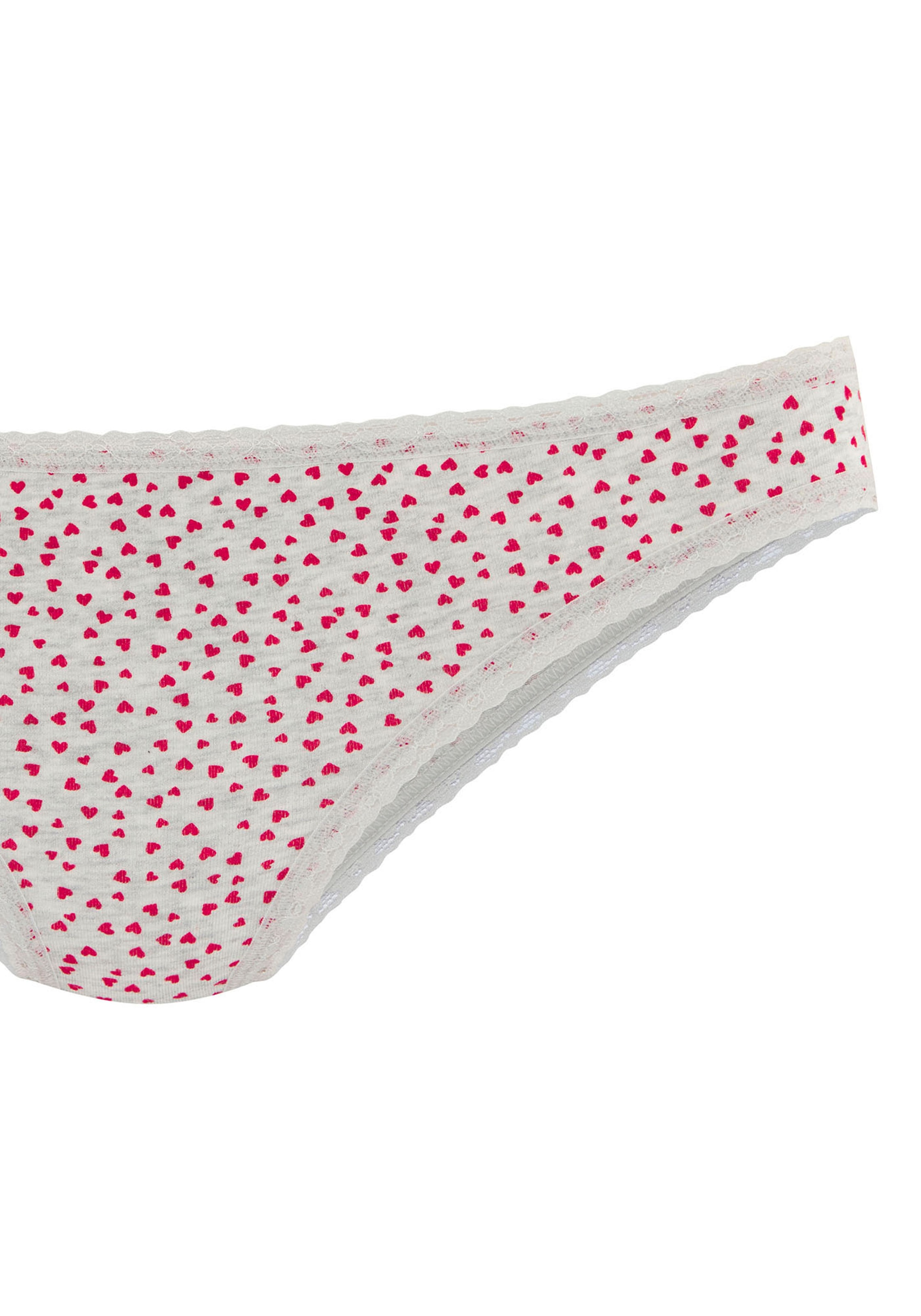 LASCANA Brasilslip, (5er-Pack), mit süßen Herzchen-Prints und aus elastischer Baumwoll-Qualität