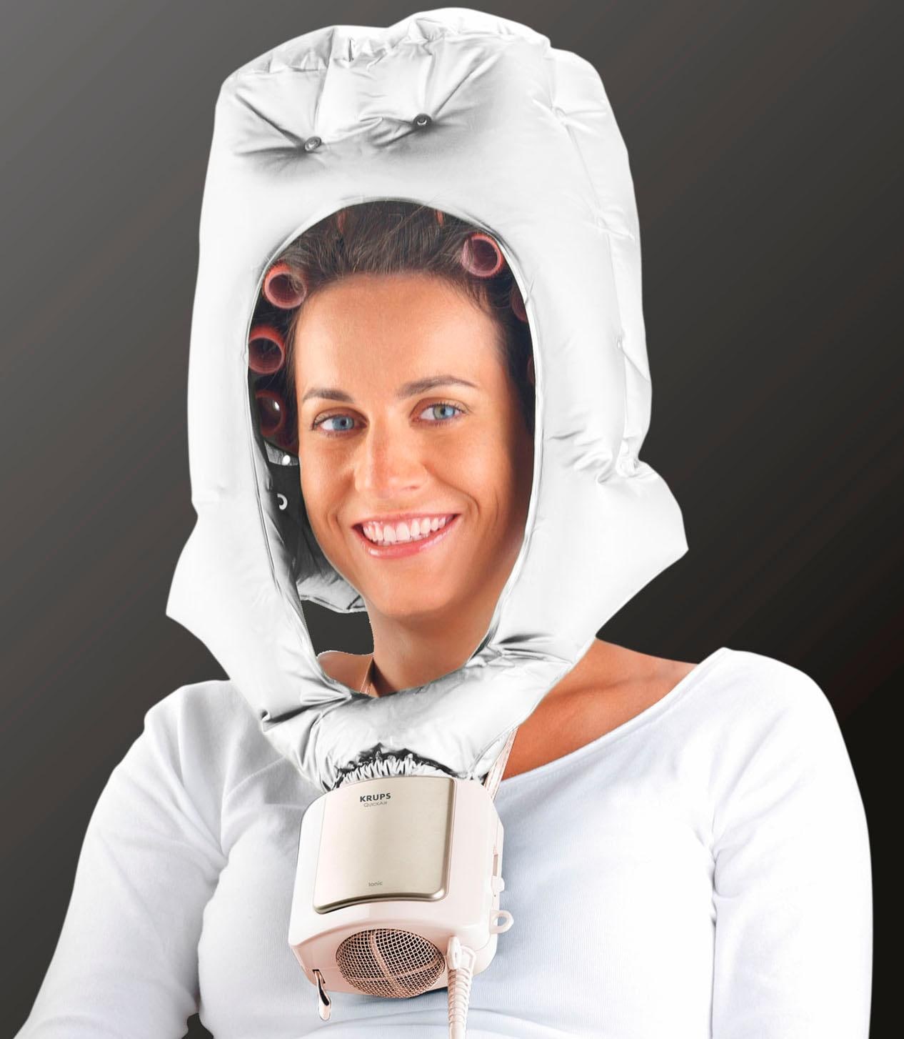 Krups Haartrockenhaube »2 Temperaturstufen, Kaltluft-Funktion, für voluminöses Haar,«, 600 W, langes Kabel, inkl. Aufbewahrungstasche, 600 Watt, weiß, CF6000N1