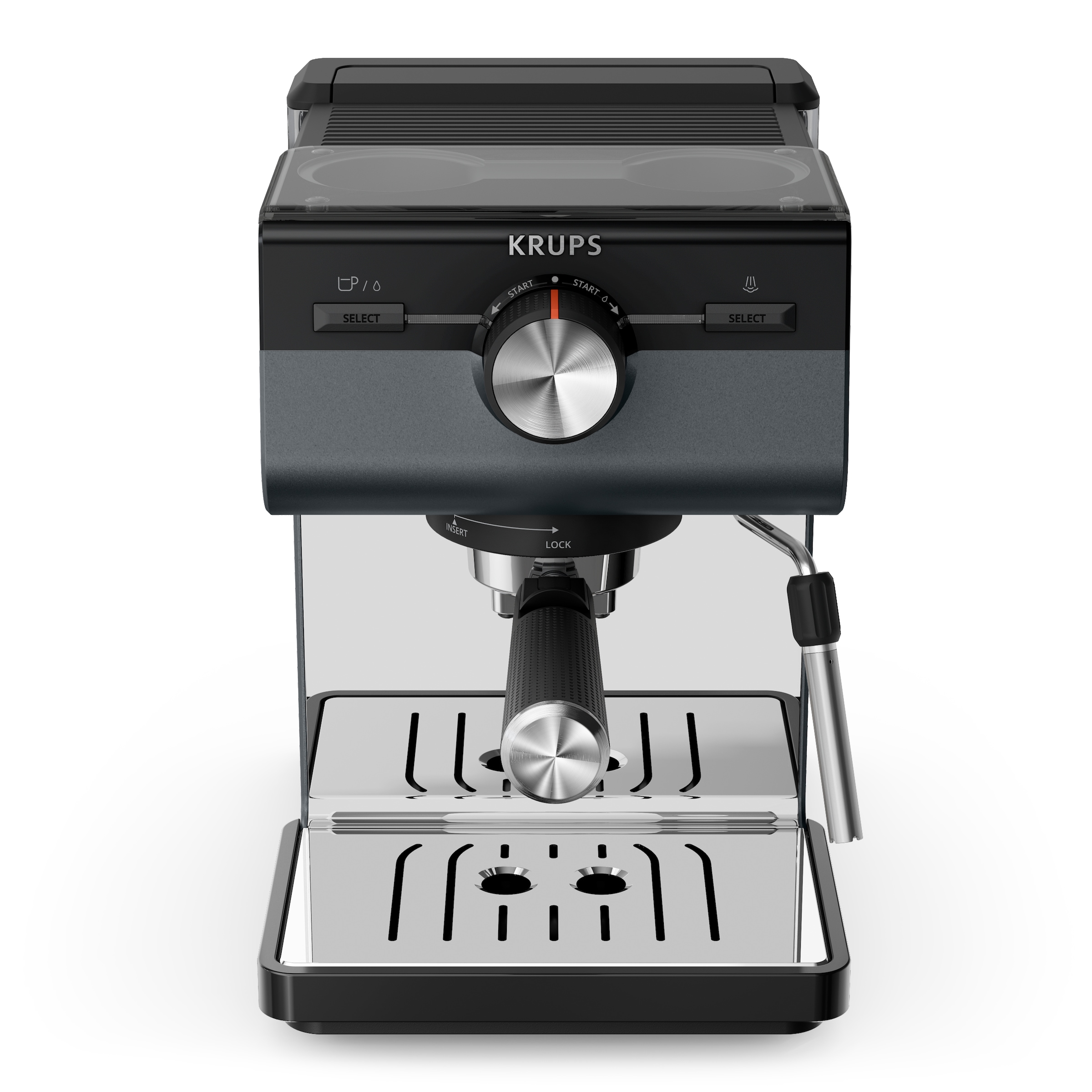 Krups Siebträgermaschine »XP384G Authentic+«, intuitives Bedienfeld, Milch-Aufschäumdüse, 3 Siebeinsätze
