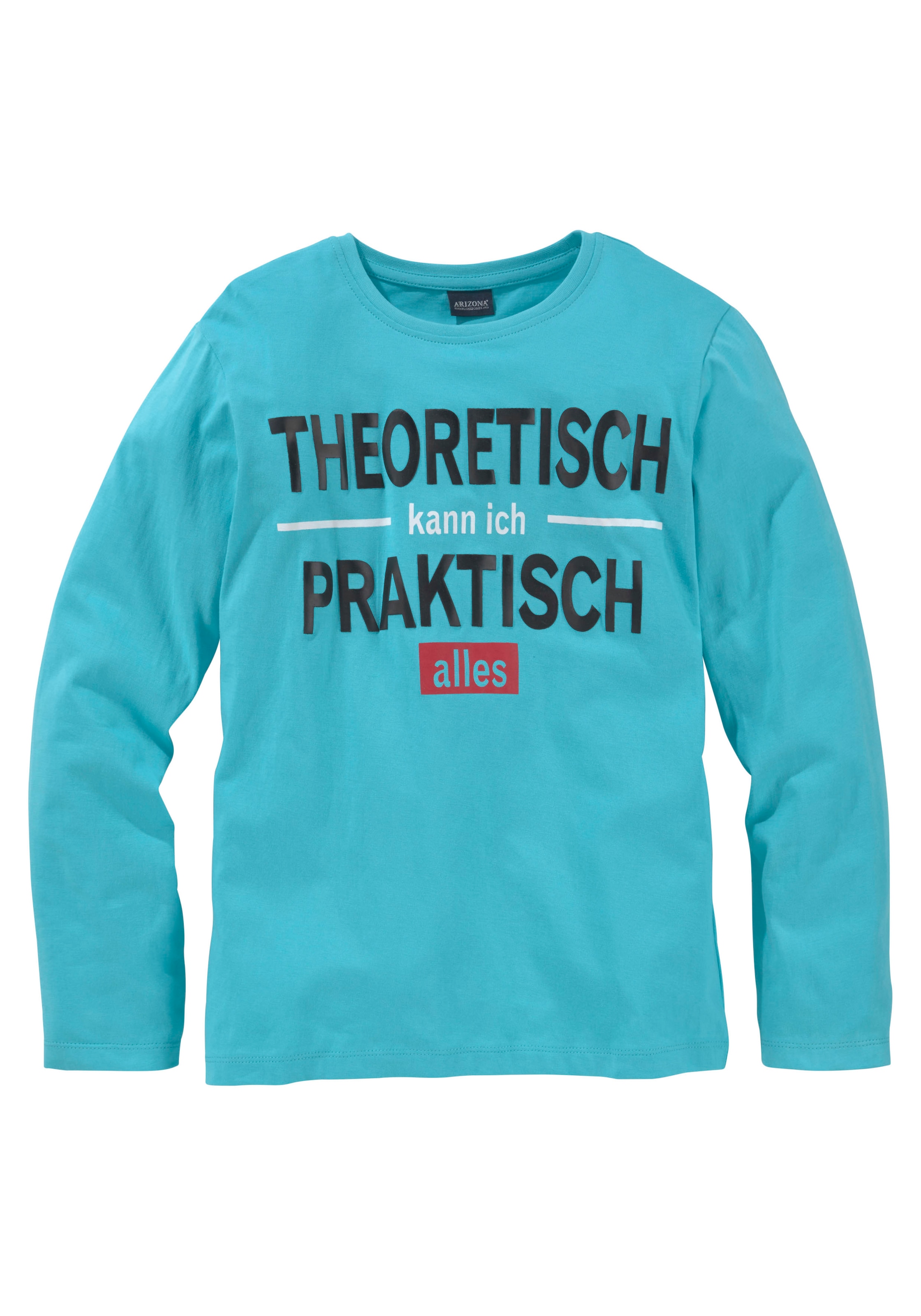 PRAKTISCH KANN Spruch Online-Shop KIDSWORLD Langarmshirt ICH im ALLES«, »THEORETISCH bestellen