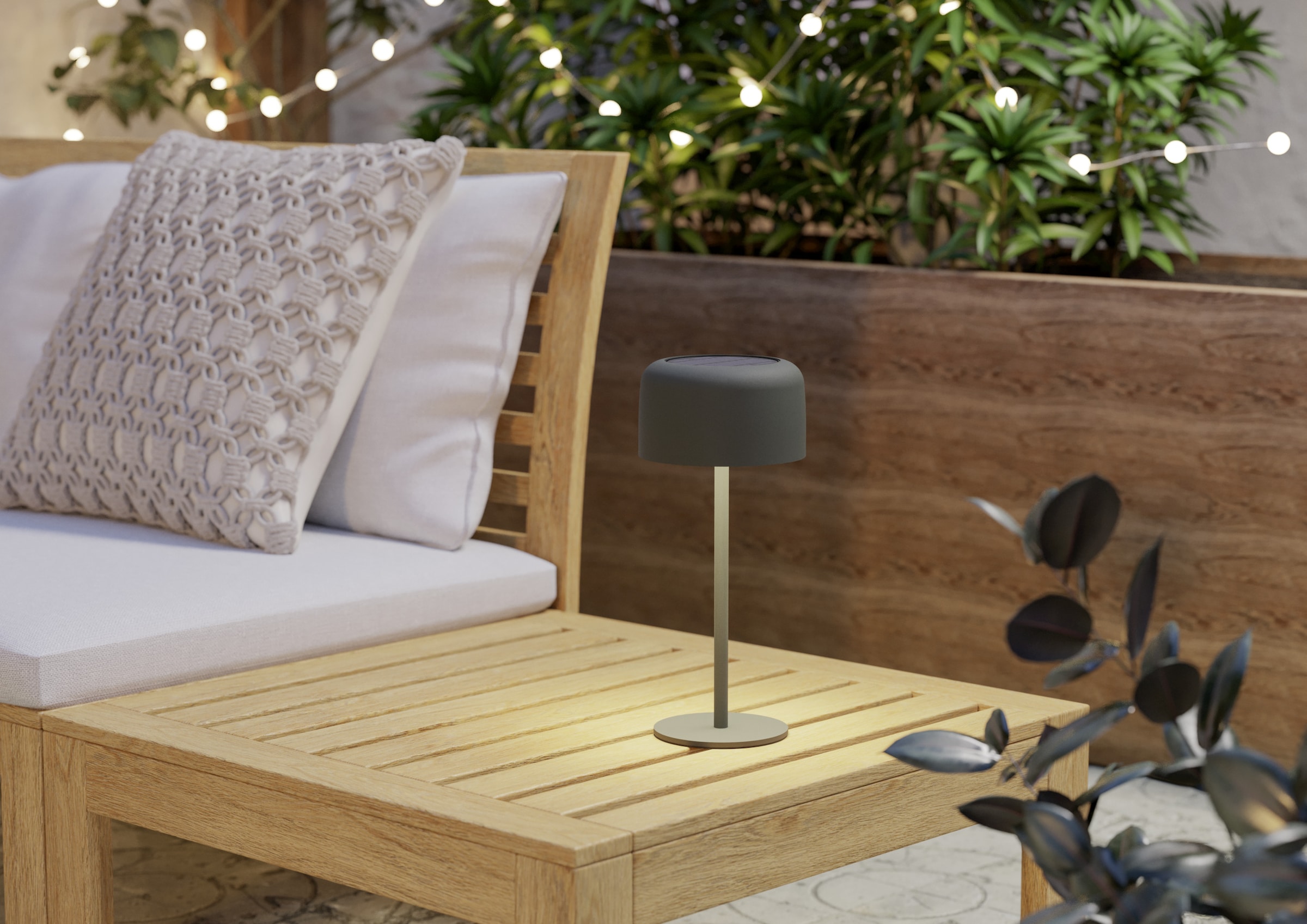 EGLO Tischleuchte »ROCCANOVA Tischlampe - Stahl - SOLAR-LED - 2,8W - IP44« LED-Modul 1 Stk. Warmweiß Solarleuchte, Außentischleuchte, Akku, Leselampe, H30 x Ø13,5 cm