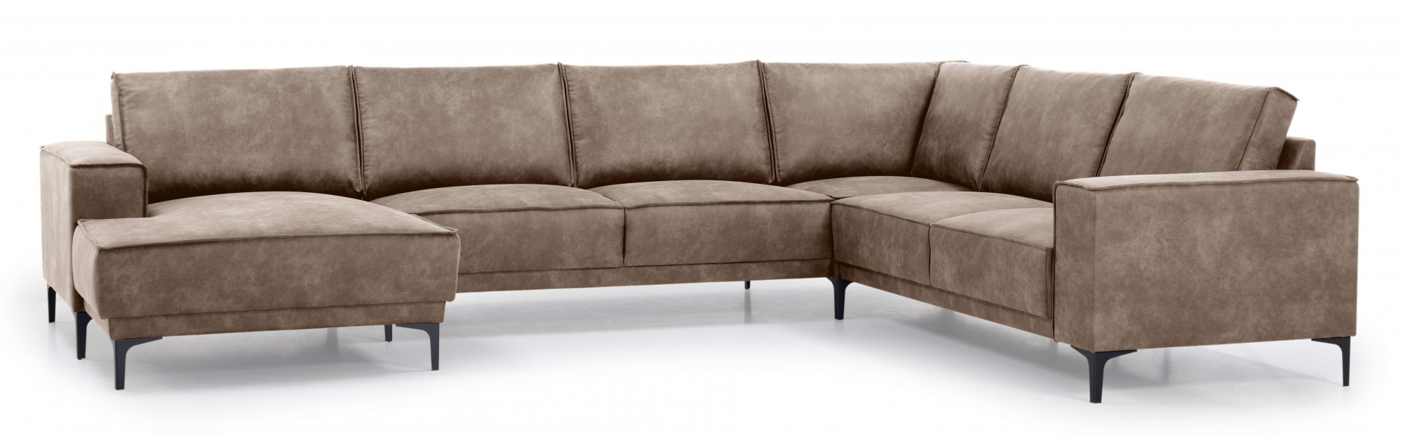 Places of Style Wohnlandschaft »XXL Sofa Oland, Struktur, Flachgewebe, Luxus-Microfaser, Boucle«, U-Form, 342 cm, Wellenunterfederung, Skandi-Design, Metallfüße