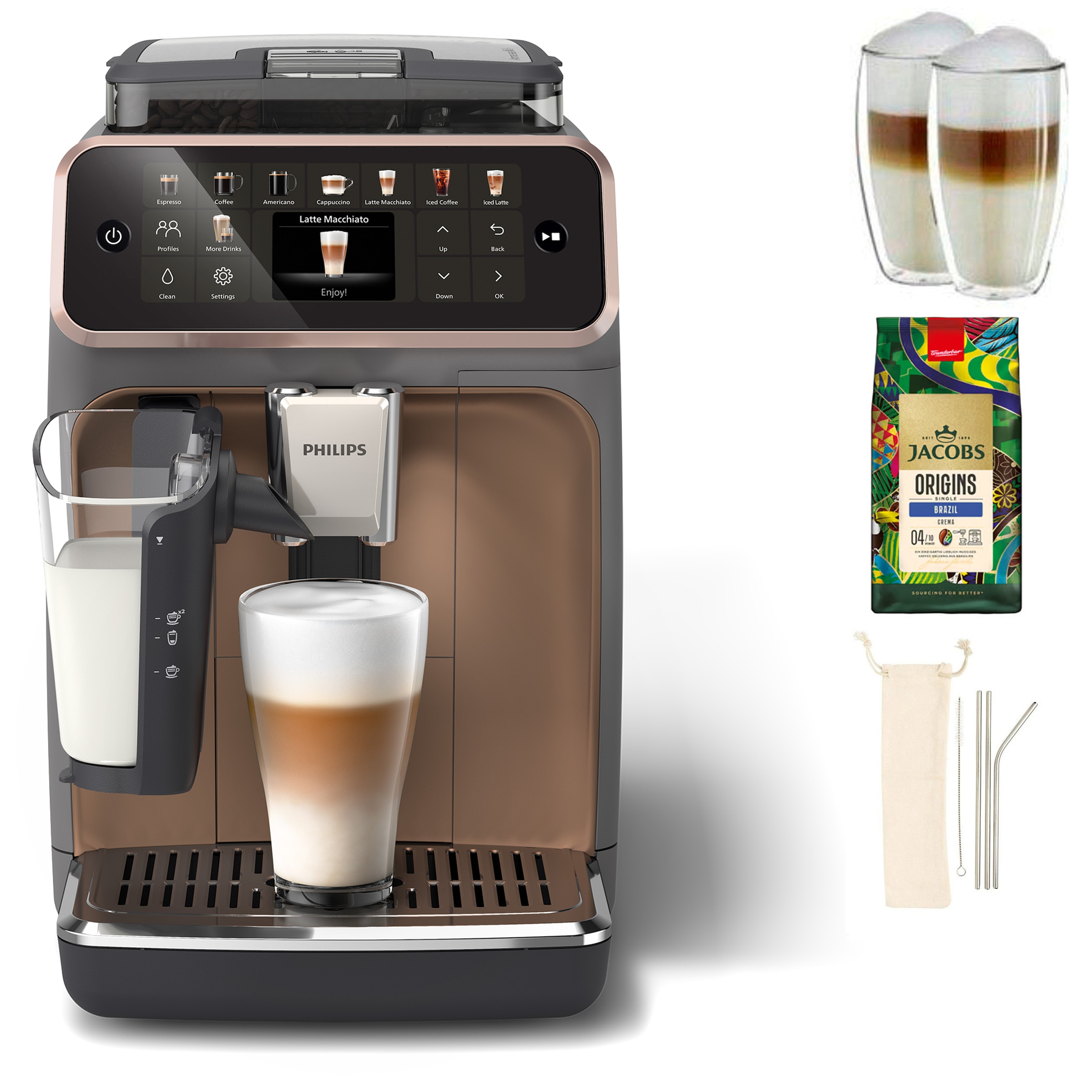 Philips Kaffeevollautomat »EP5544/80 5500 Series, 20 Kaffeespezialitäten (heiß oder eisgekühlt),« LatteGo-Milchsystem, SilentBrew Technologie