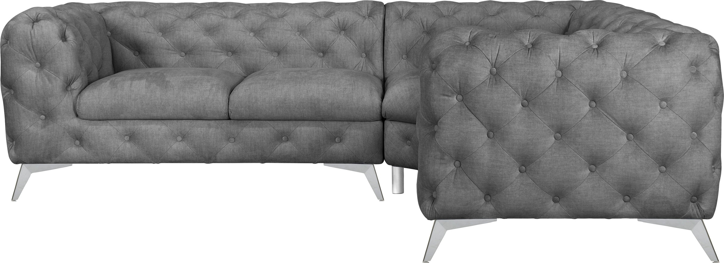 Leonique Chesterfield-Sofa »Ecksofa GLYNIS L-Form mit Wellenunterfederung, günstig online kaufen