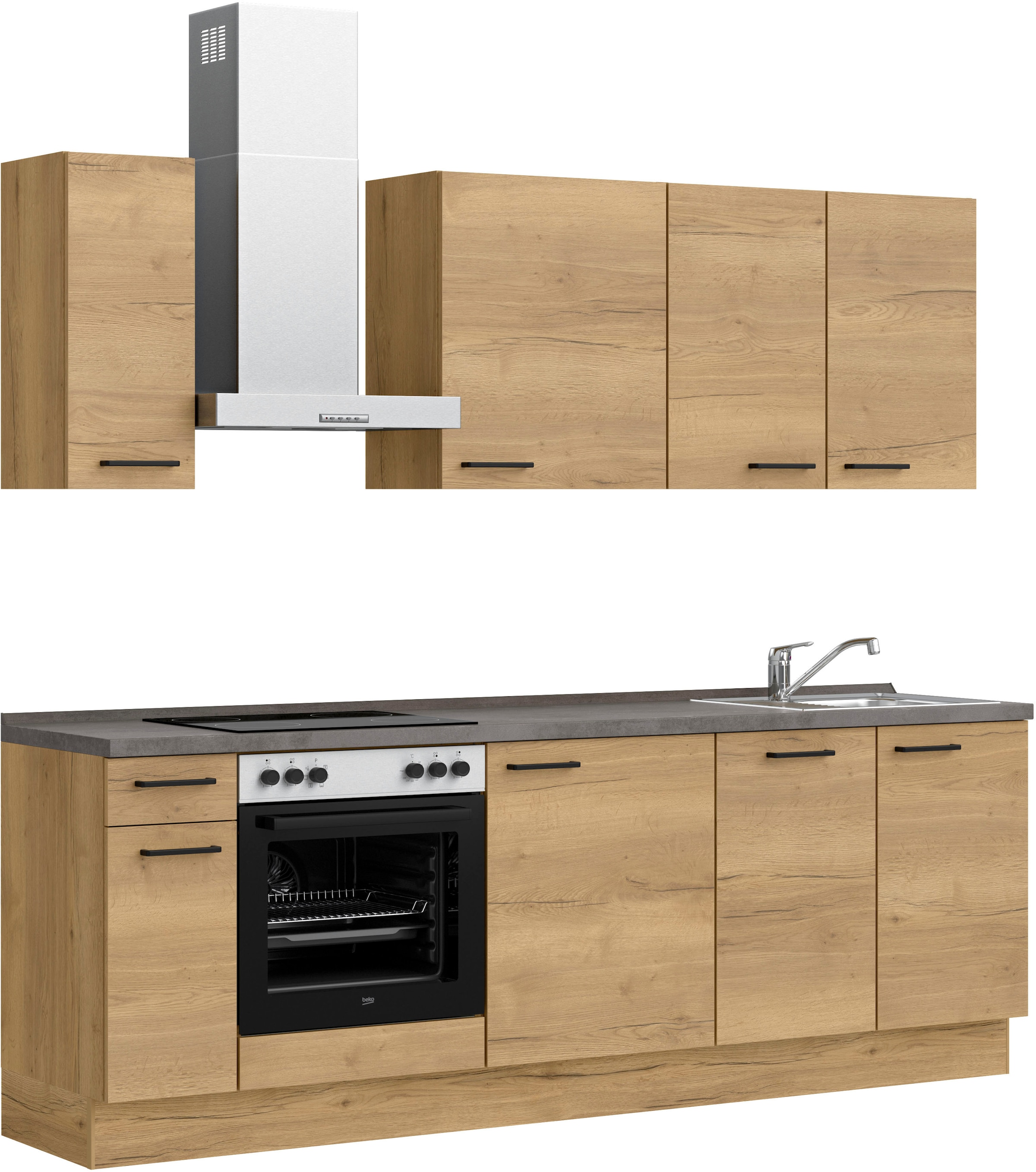 nobilia® Küchenzeile »"Structura I"«, vormontiert, Ausrichtung wählbar, Breite 240 cm, wahlw. mit E-Geräten
