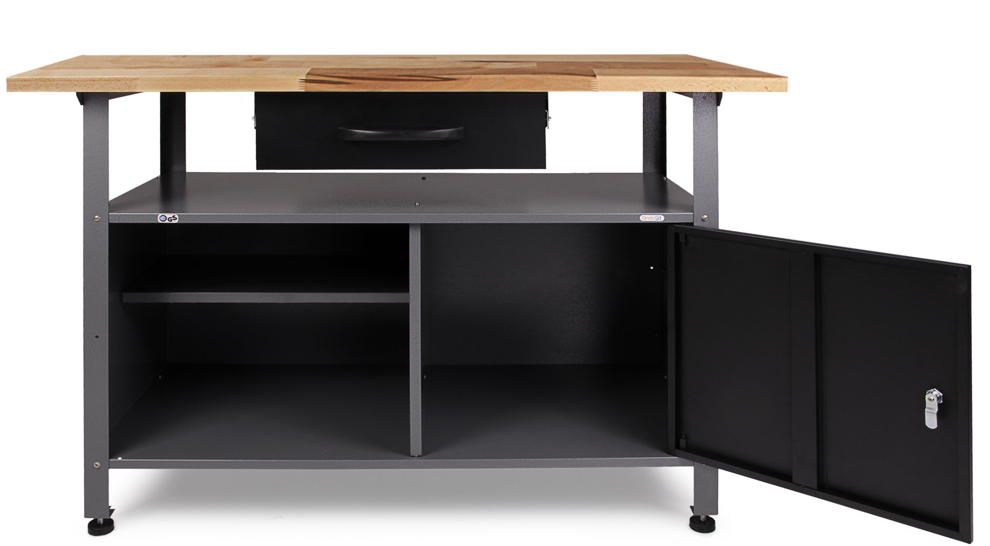 ONDIS24 Werkstatt-Set »Ecklösung »One««, (3 tlg.), Arbeitshöhe 85 cm - Buchen Arbeitsplatte 27 mm stark