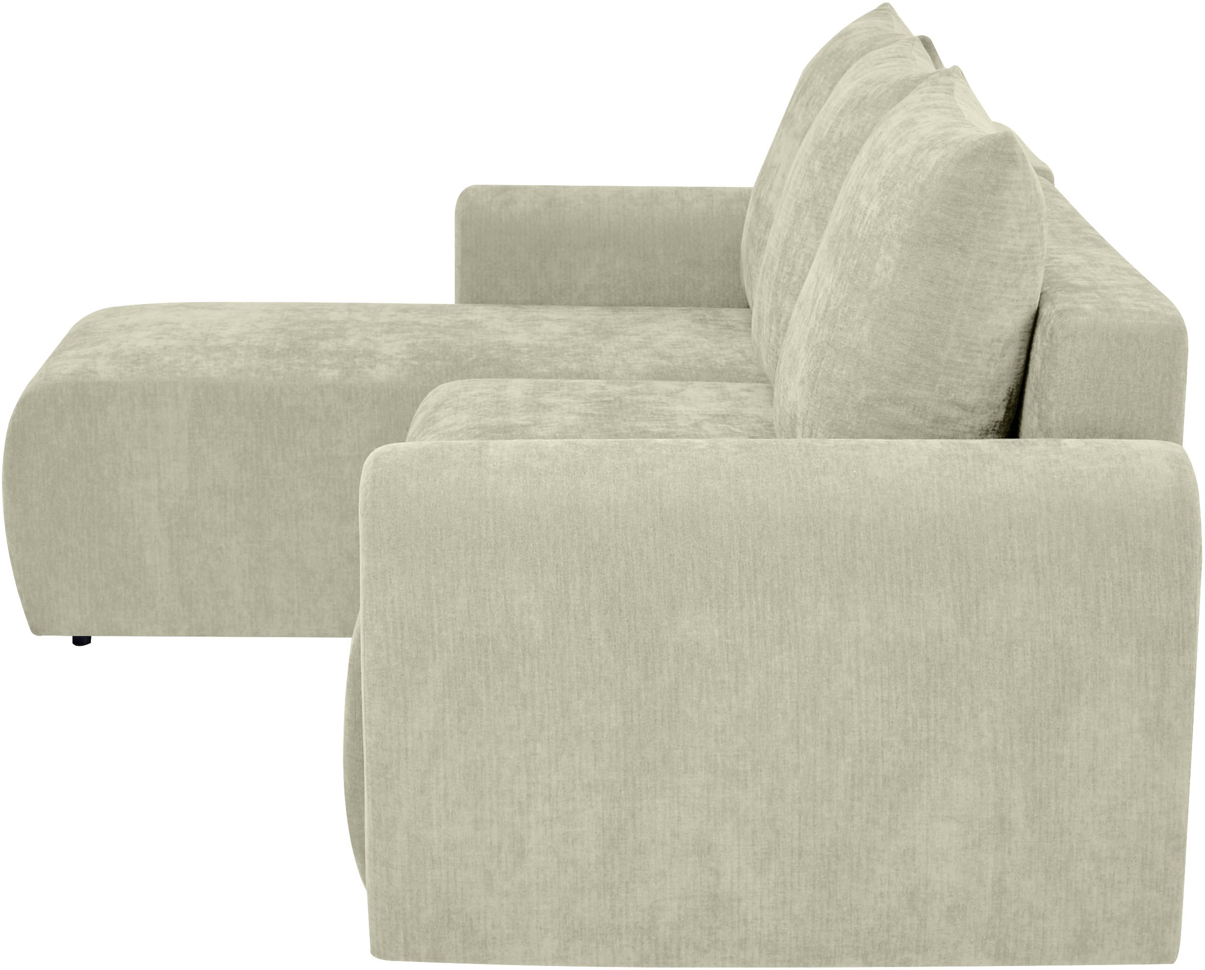 Home affaire Ecksofa »Nortrud-Uni, 241 cm, L-Form, mit Schlaffunktion u. Bettkasten« Recamiere rechts / links montierbar, Feinstruktur-Bezug
