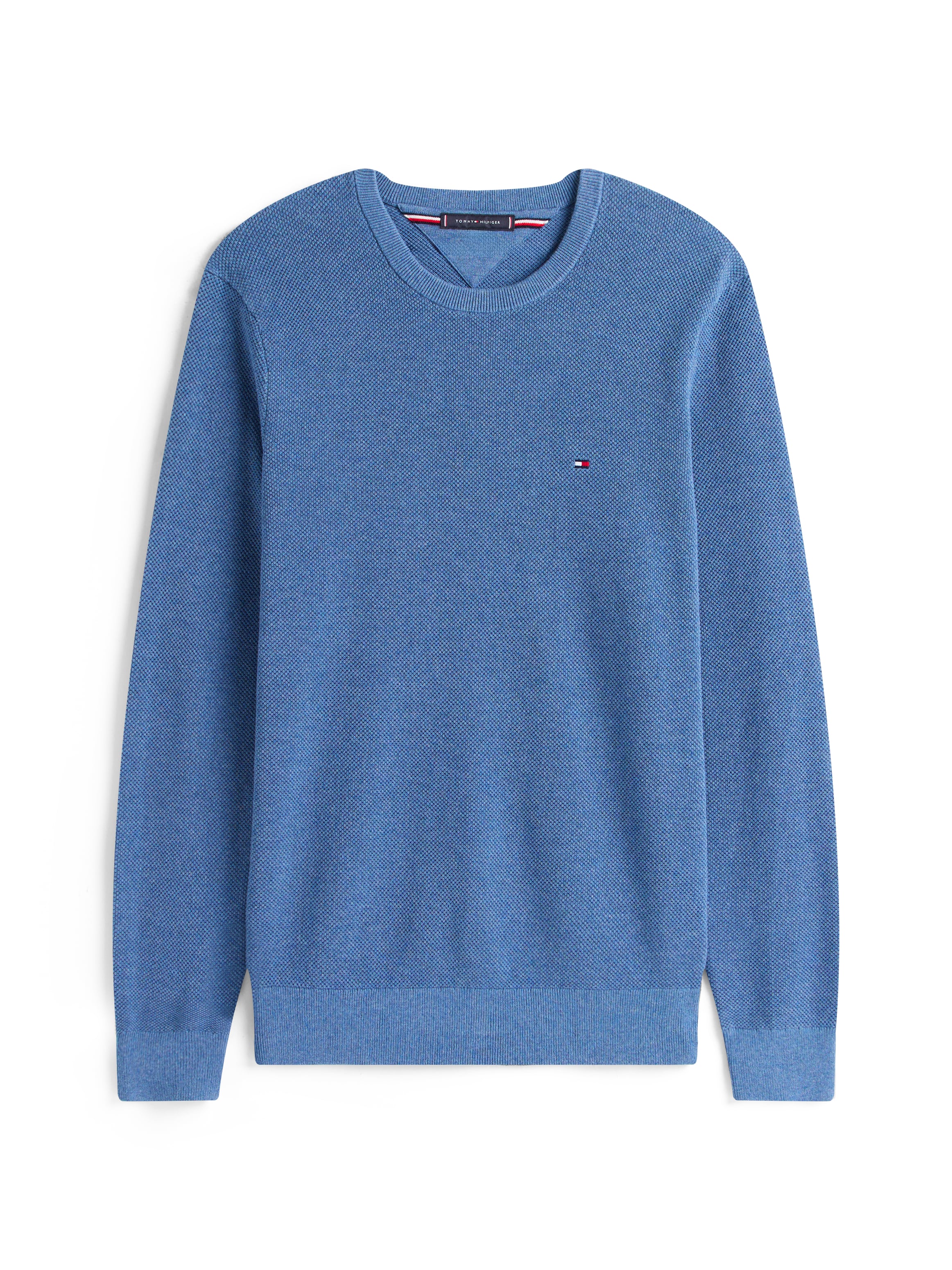 Tommy Hilfiger Rundhalspullover »ESSENTIAL STRUCTURE CREW NECK mit Struktur und Label«, unifarben, casual, regular fit, Baumwolle, Rundhals