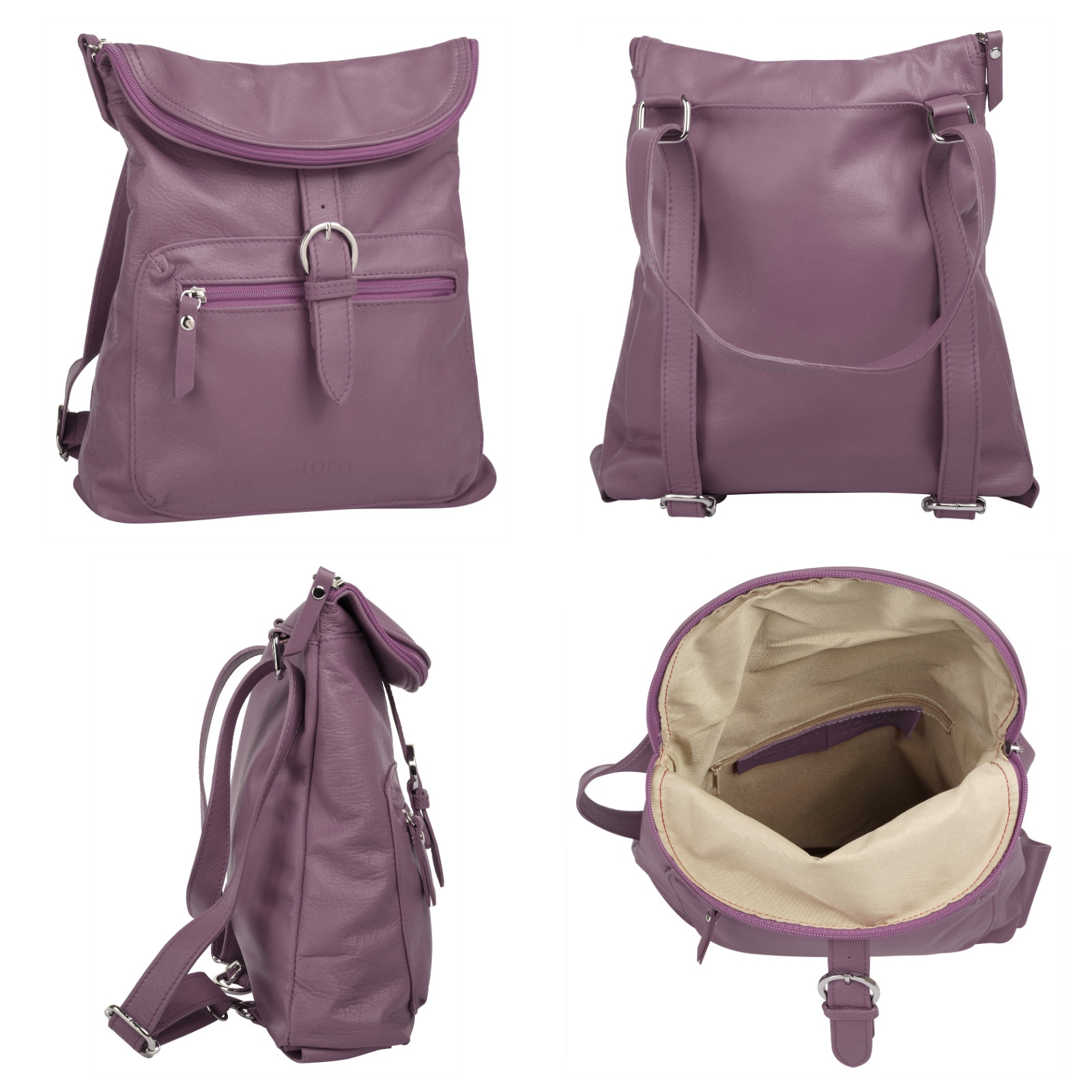 forty° Cityrucksack, echt Leder, Made in Italy