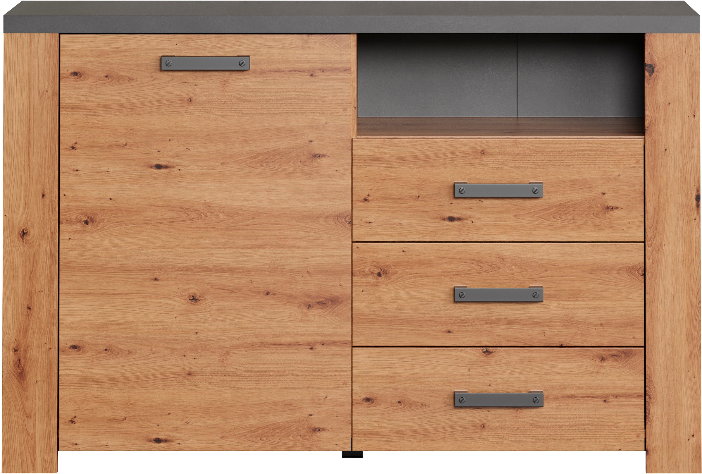 Home affaire Sideboard »Ambres«, (1 St.), Kommode, Echtholzoptik, Maße BxH: 127x83 cm, Eiche