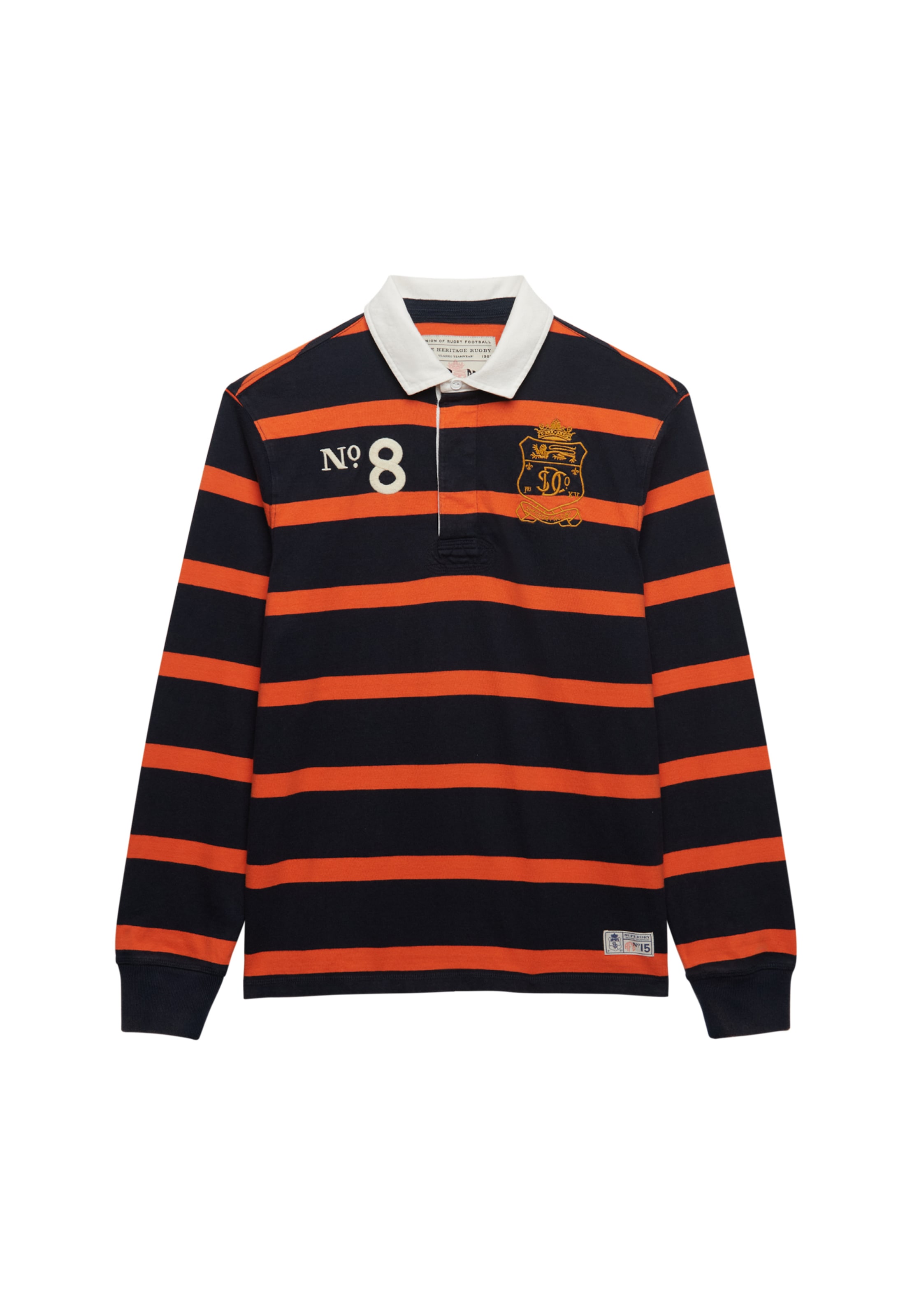 Superdry Langarmshirt »DOUBLE EMBLEM STRIPE RUGBY« aus Baumwolle und Single Jersey, Relaxed Fit, gestreifte Optik