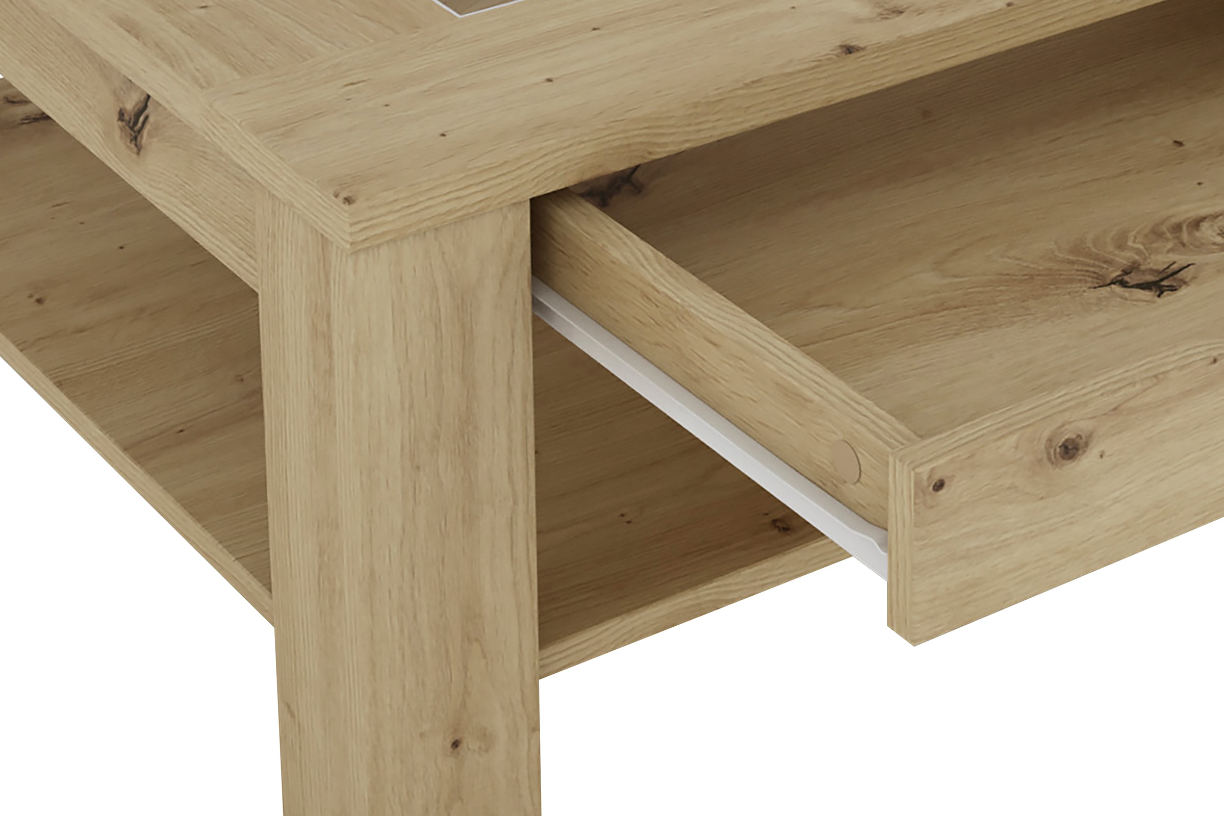 byLIVING Couchtisch »RALPH« Artisan Eiche, Old Wood oder weiß, 1 Schubkasten, Glaseinlageplatte