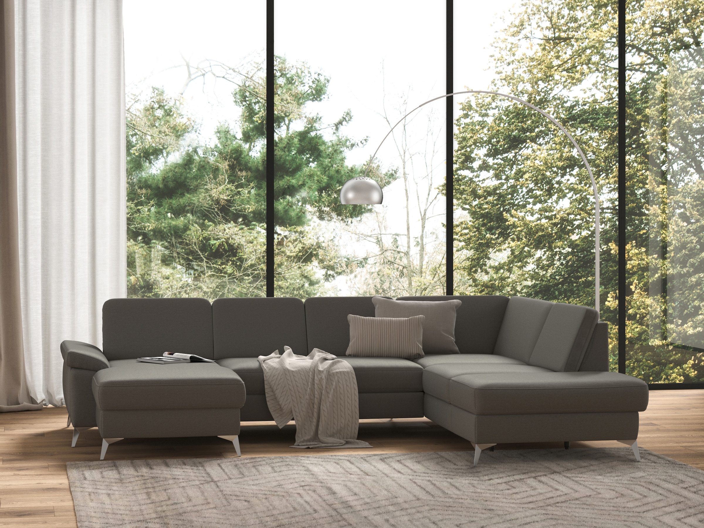 sit&more Wohnlandschaft »Padua U-Form« inklusive Sitztiefenverstellung, Armteilfunktion und Federkern