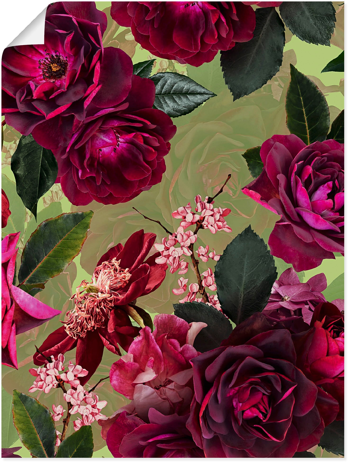Blumenbilder, St.) (1 Artland Grün«, Rechnung auf Rosen kaufen Wandbild »Dunkle auf
