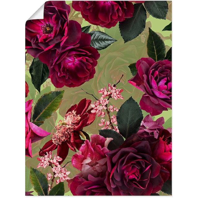 auf kaufen Wandbild Rosen Grün«, »Dunkle Blumenbilder, (1 auf Rechnung St.) Artland