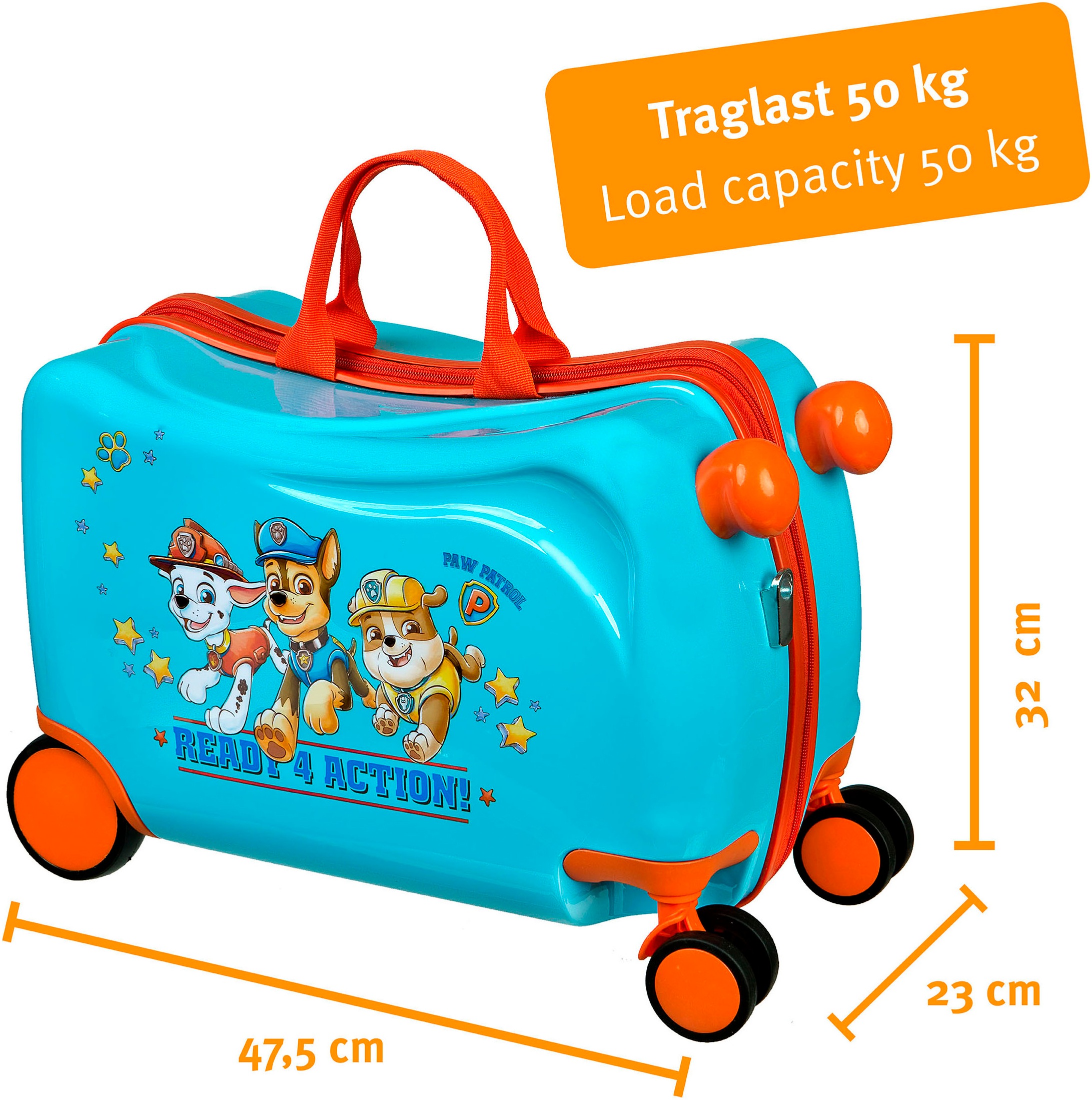 UNDERCOVER Kinderkoffer »Ride-on Trolley, Paw Patrol«, 4 Rollen, zum sitzen und ziehen