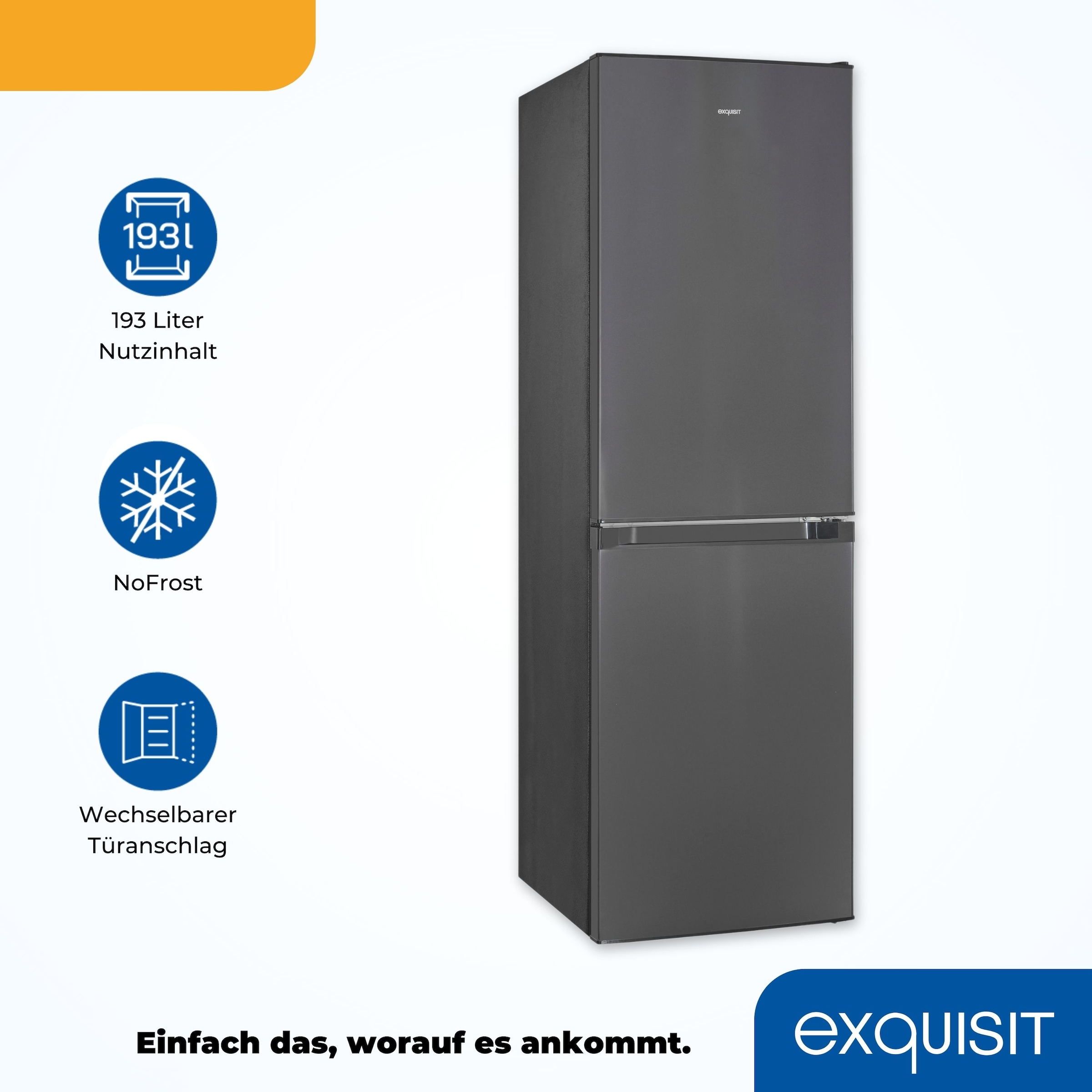 exquisit Kühl-/Gefrierkombination »KGC195-65-NF-330E inoxlook-az«, 4-Sternefach