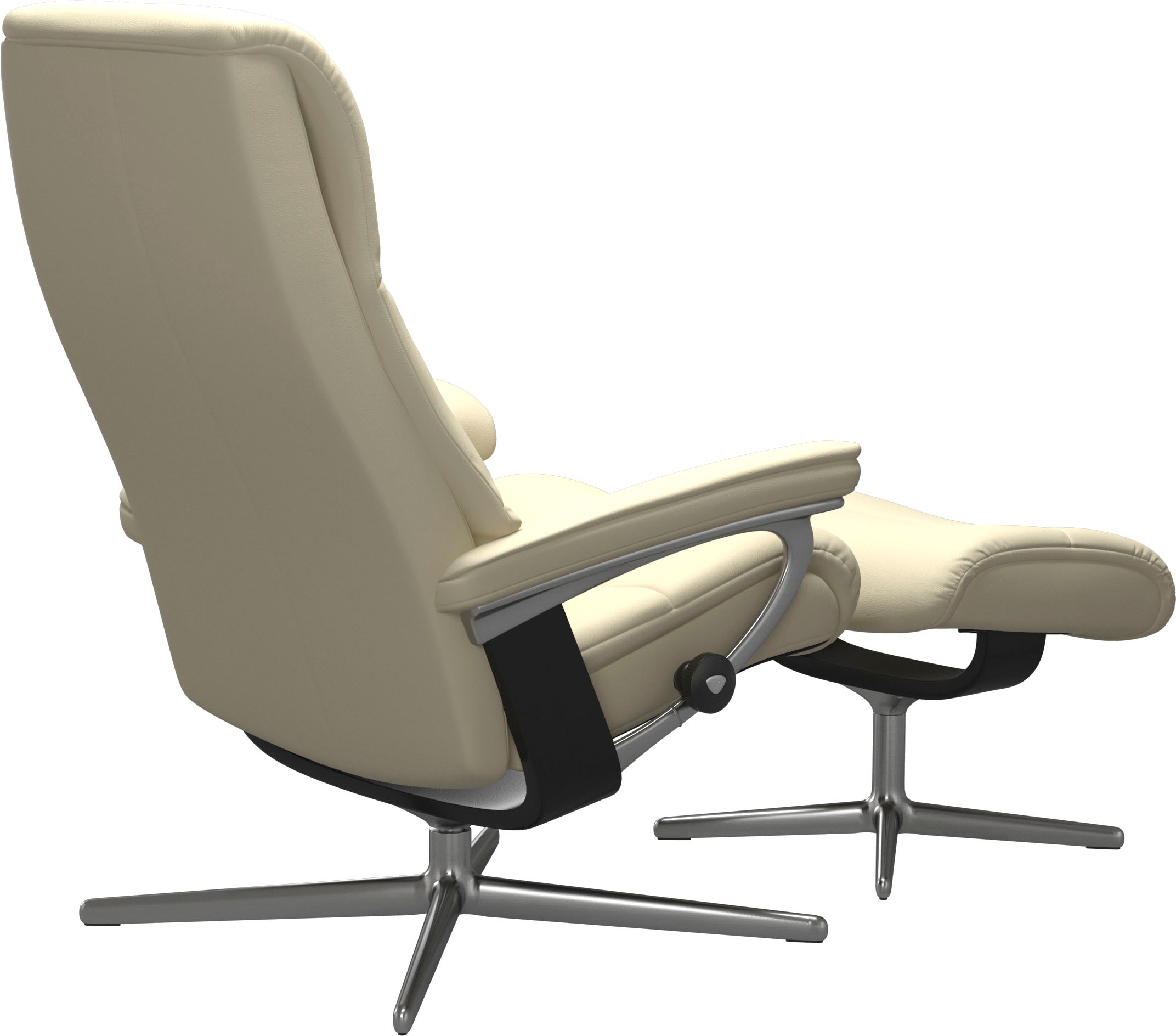 Stressless® Relaxsessel »View«, (Set, Relaxsessel mit Hocker), mit Hocker, mit Cross Base, Größe S, M & L, Holzakzent Schwarz