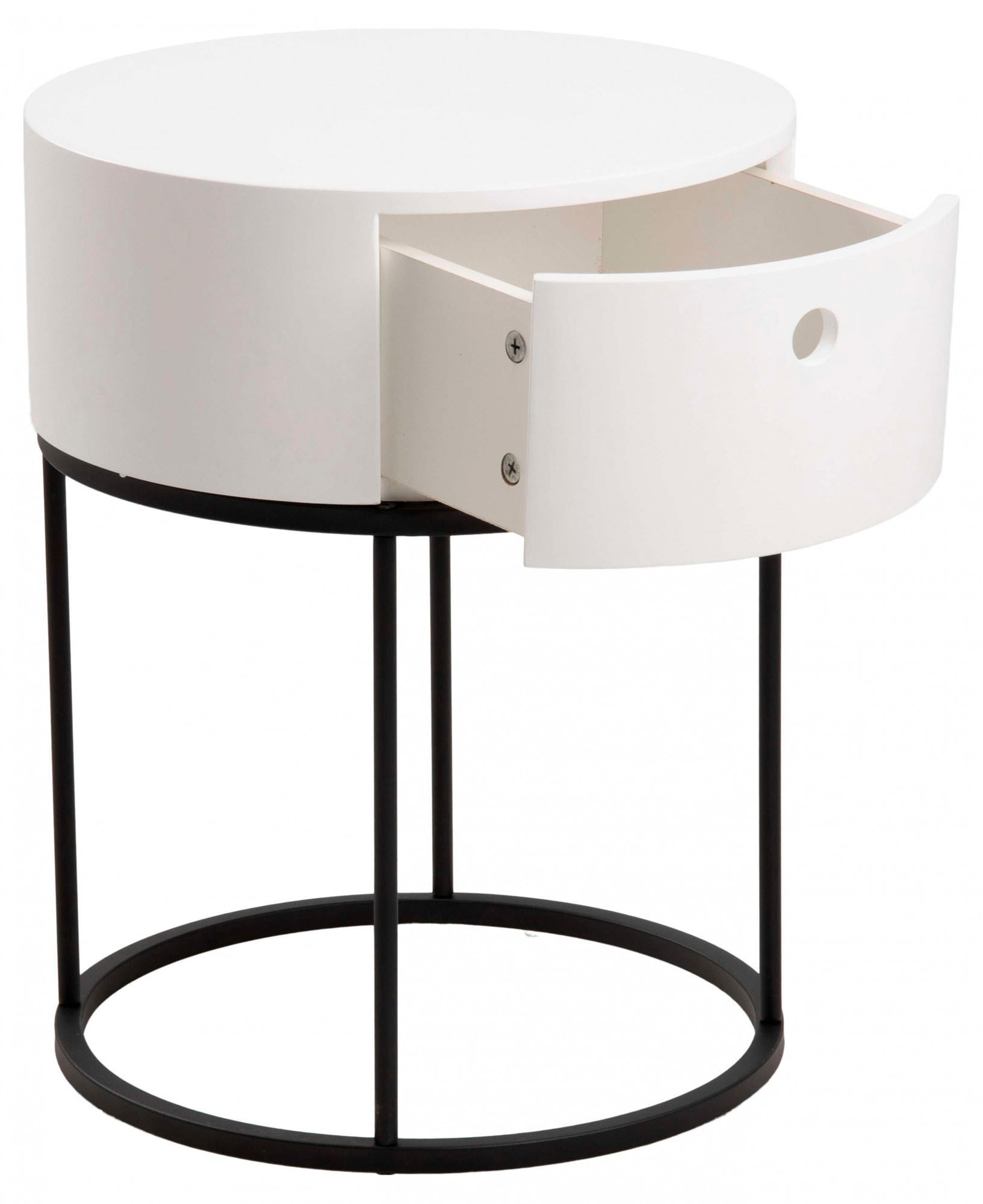 ACTONA GROUP Nachttisch »Polo«, (1 St.), Nachttisch in Weiss oder Schwarz, rund, Ø 40 cm, mit 1 Schublade