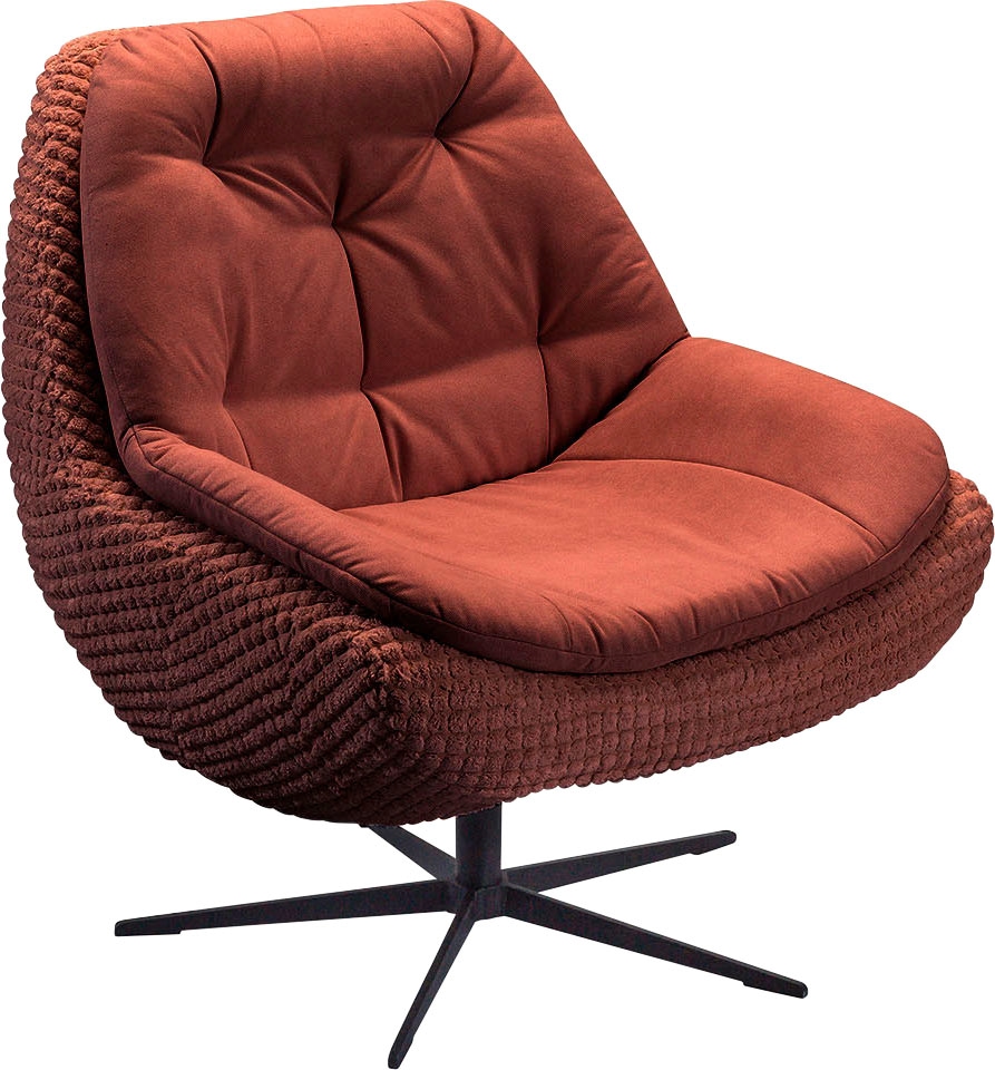 exxpo - sofa fashion Drehsessel »Dim, Loungesessel im Materialmix, Design und Komfort, Solitärmöbel«, Drehsessel bequem gepolstert mit elegantem Metall-Sternfuss