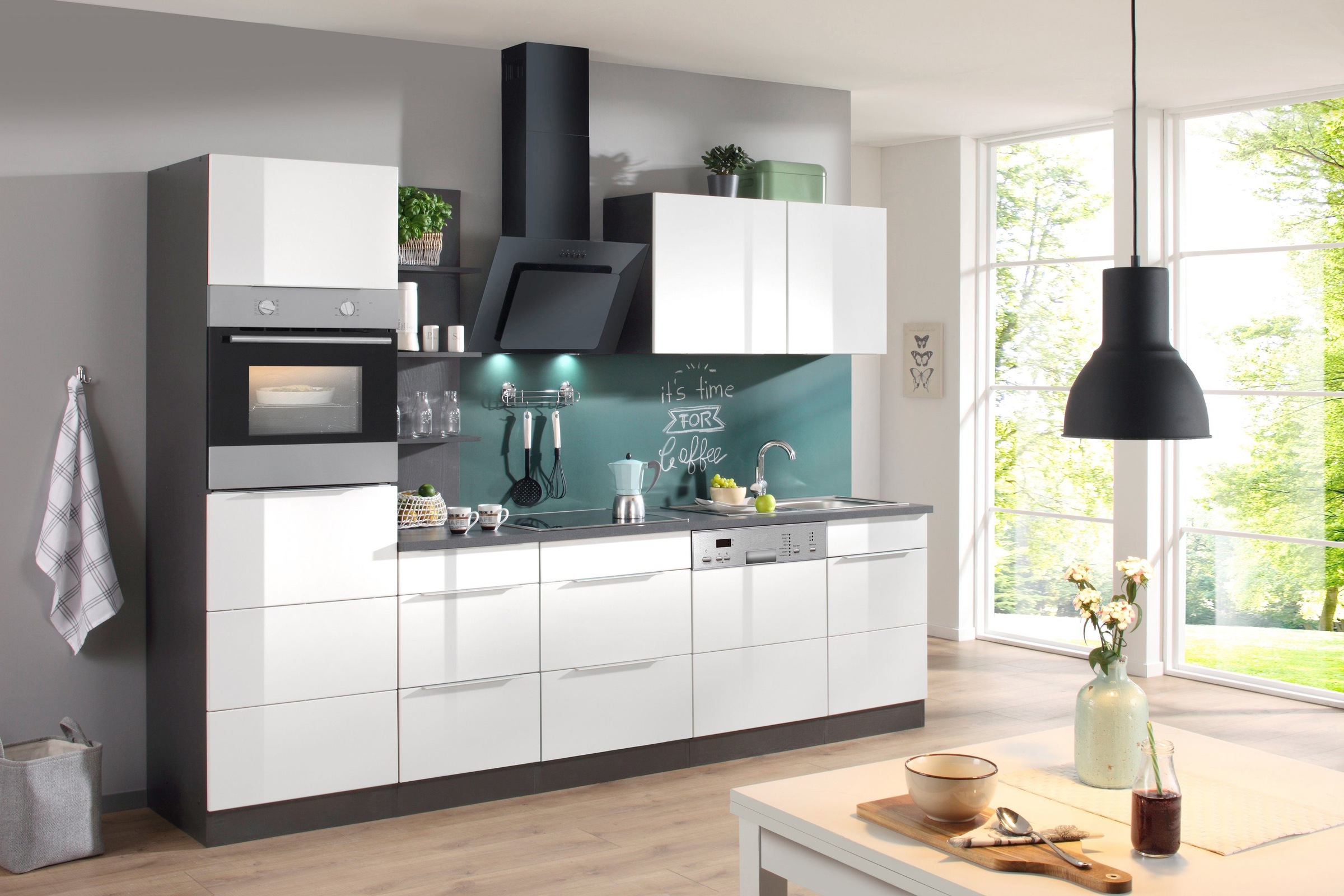 KOCHSTATION Küchenzeile »KS-Brindisi Breite 280 cm«, wahlweise mit E-Geräten und Induktion, mit MDF-Fronten und Regal