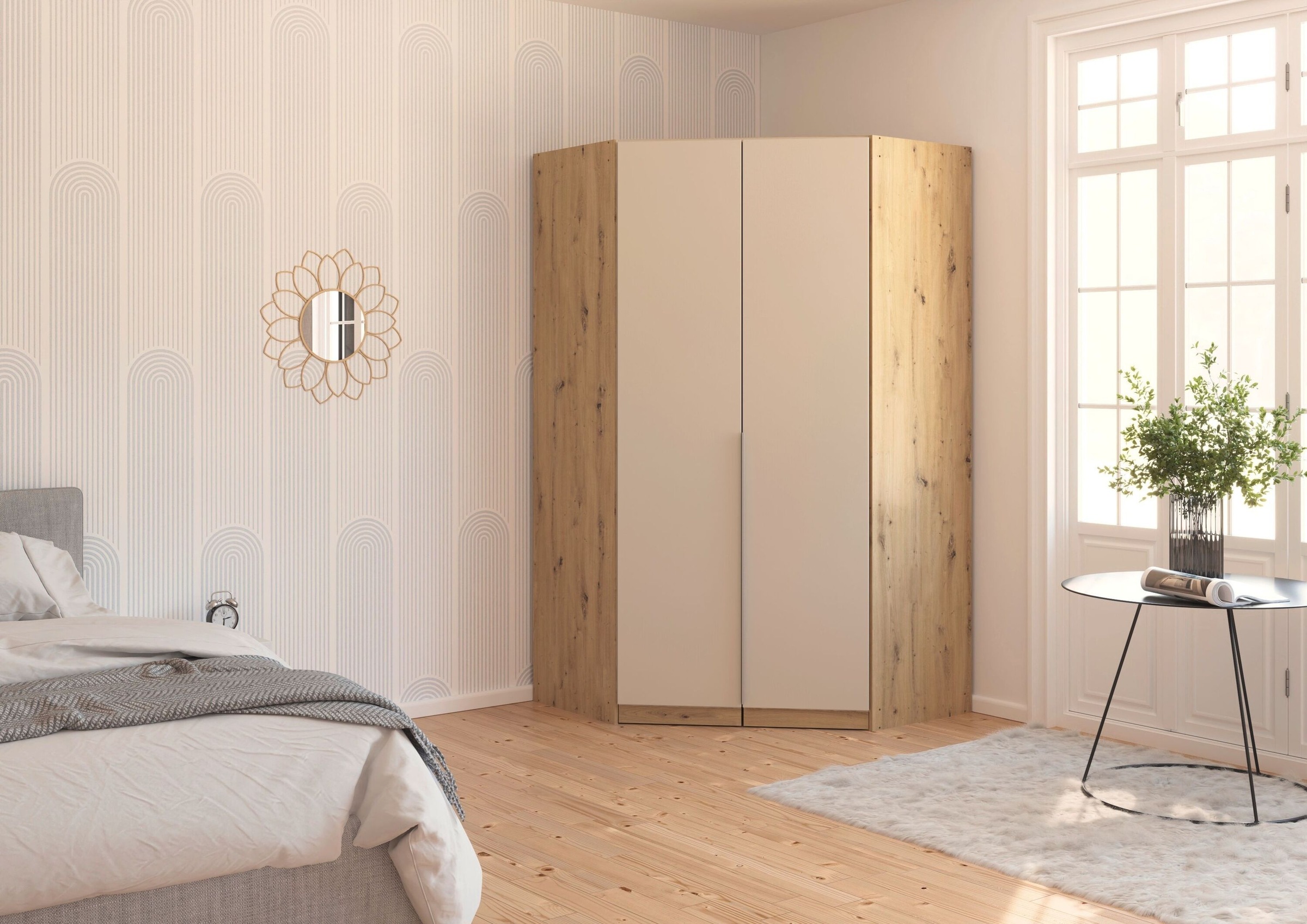 rauch Eckkleiderschrank »Kleiderschrank Schrank Ankleidezimmer Schlafzimmer Garderobe AGORDO«, (in zwei Griff-Farben), voll ausgestattet mit viel Stauraum MADE IN GERMANY