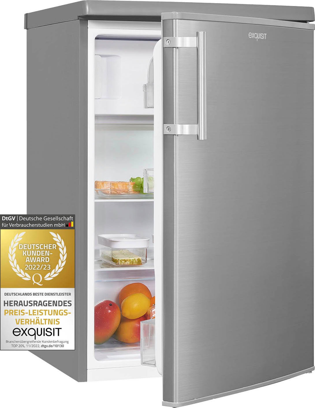 exquisit Kühlschrank »KS16-4-HE-040D«, KS16-4-HE-040D inoxlook, 85 cm hoch,  55 cm breit jetzt im %Sale