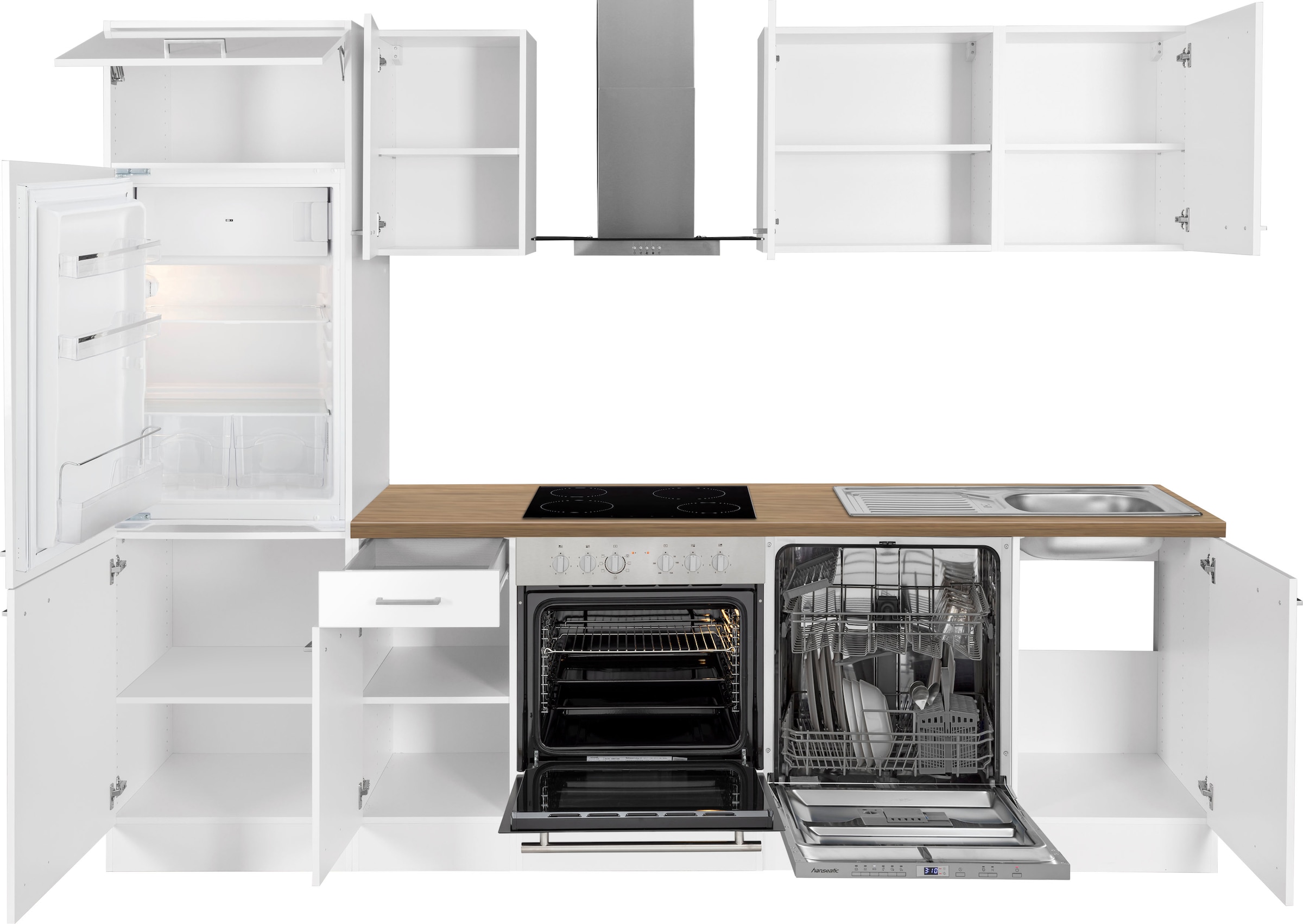 OPTIFIT Küchenzeile »Iver«, 270 cm breit, inkl. Elektrogeräte der Marke  HANSEATIC, wahlweise mit oder ohne vollintegrierbaren Geschirrspüler auf  Rechnung kaufen