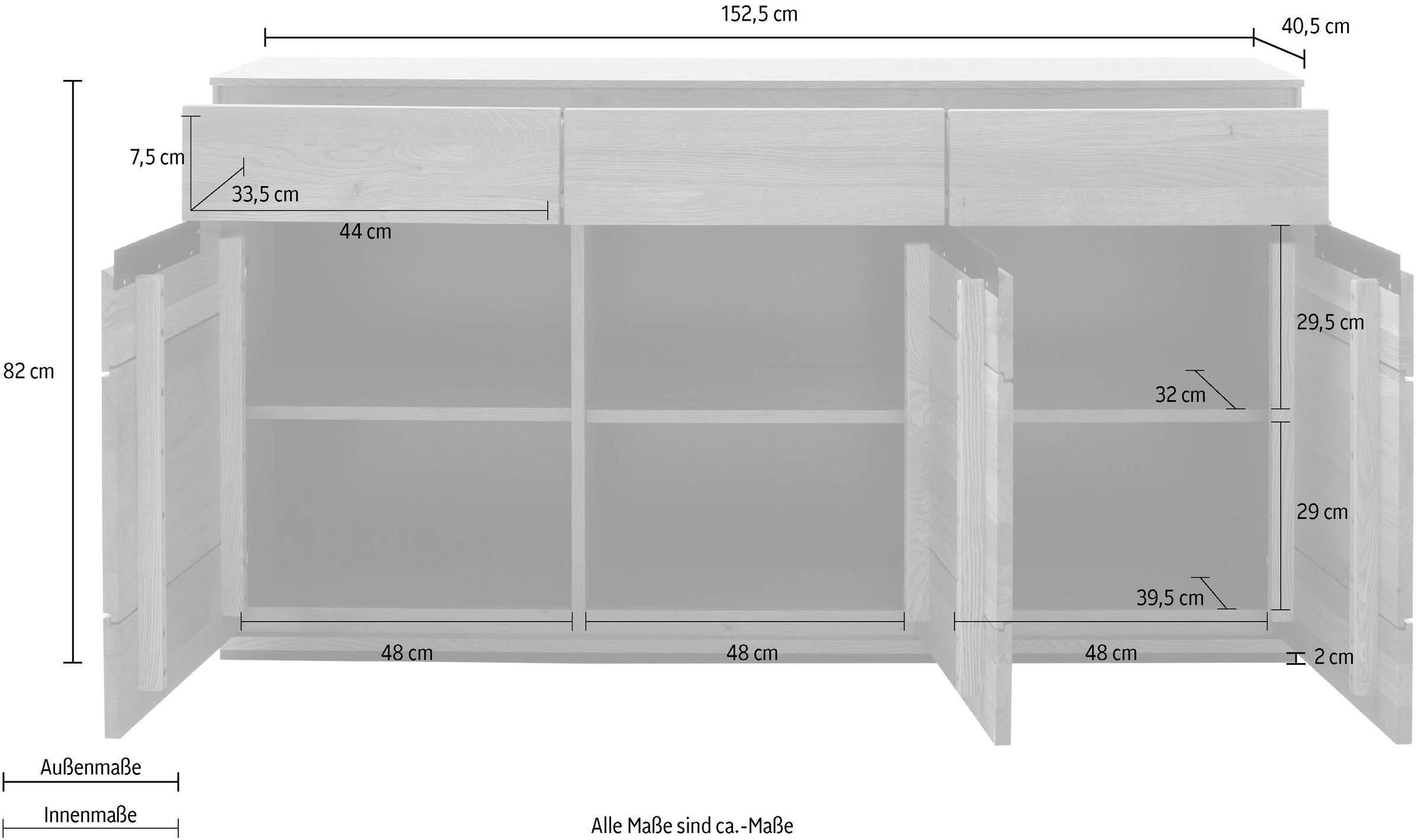MCA living Sideboard »Araya Sideboard«, (1 St.), Schubkästen/ Türen gedämpft