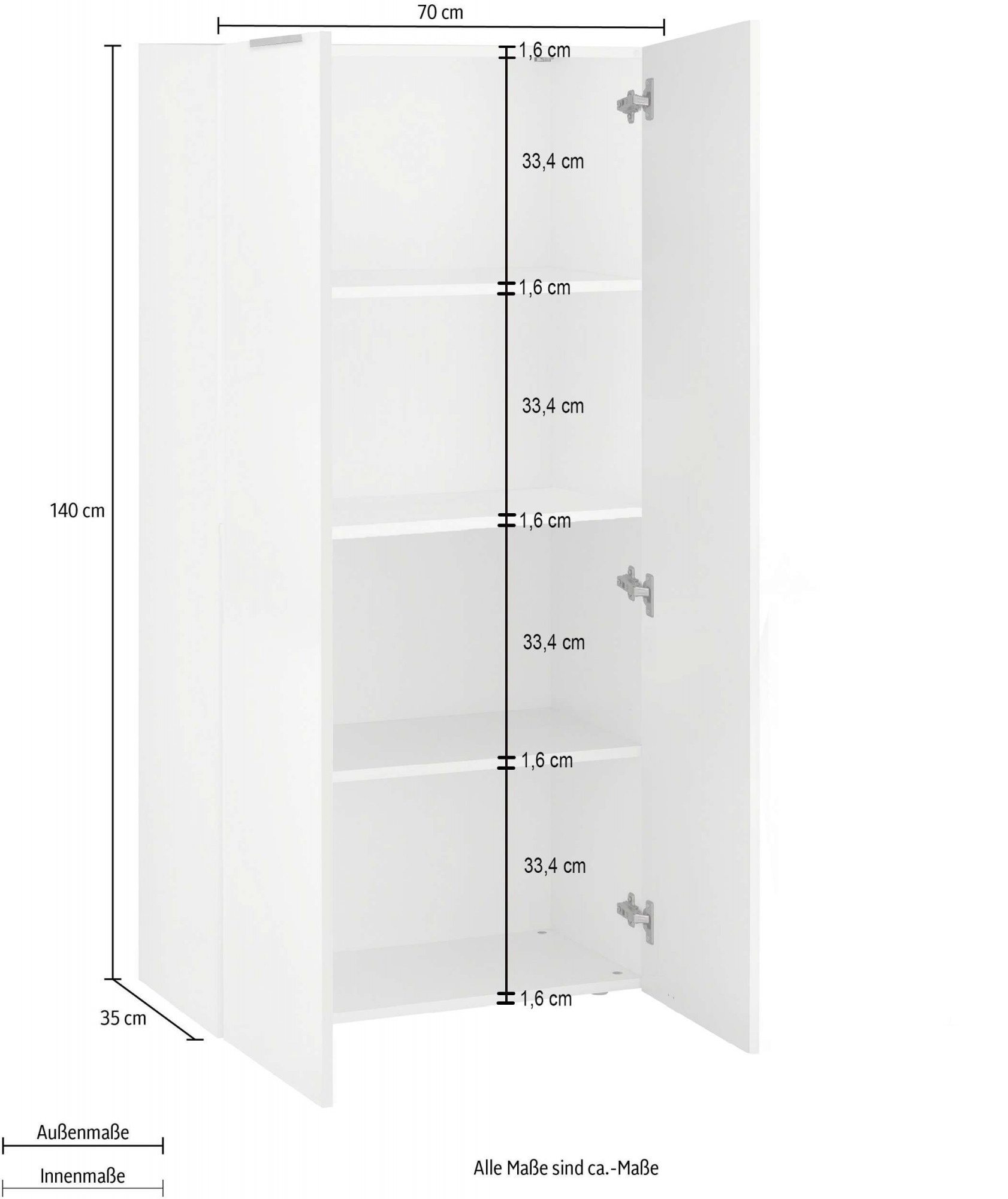 INOSIGN Bücherregal »DALIA«, (1 St.), Aktenschrank im modernen Design, Breite 70 x Höhe 140 cm, Hochglanz