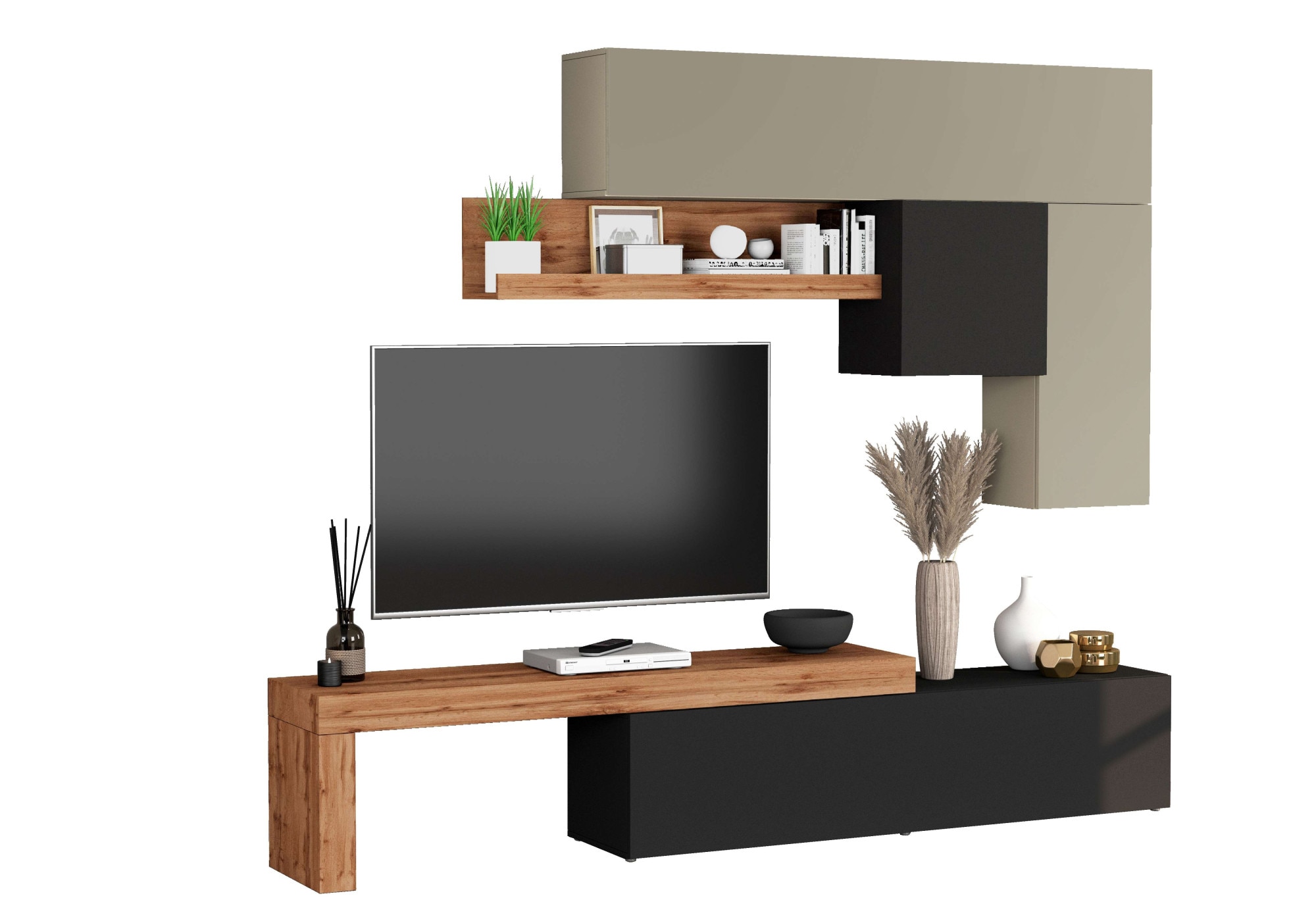 INOSIGN Wohnwand »Chronos Wohnwand, Medienwand, 5-er set«, (Set, 5 St.), ca. 270 cm mit Hängeschränke, Würfel, Regal, Lowboard, Made in Italy